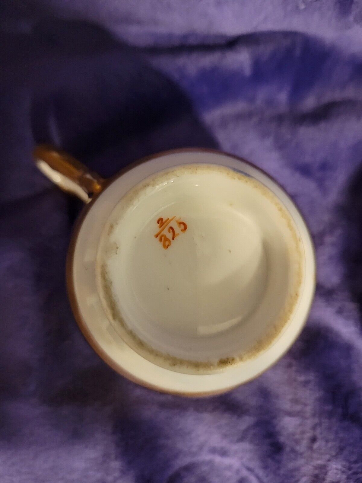 1800's Old Paris Porcelain Cup & Saucer Gilt Grapes Cobalt Blue Floral French