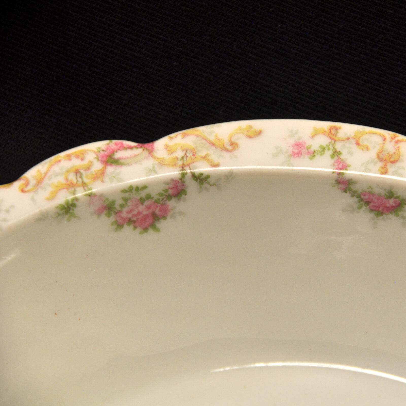 Limoges T&V 2 Oval 9" X 7" Vegetable Serving Bowls Pink Roses & Leaves 1900-1907