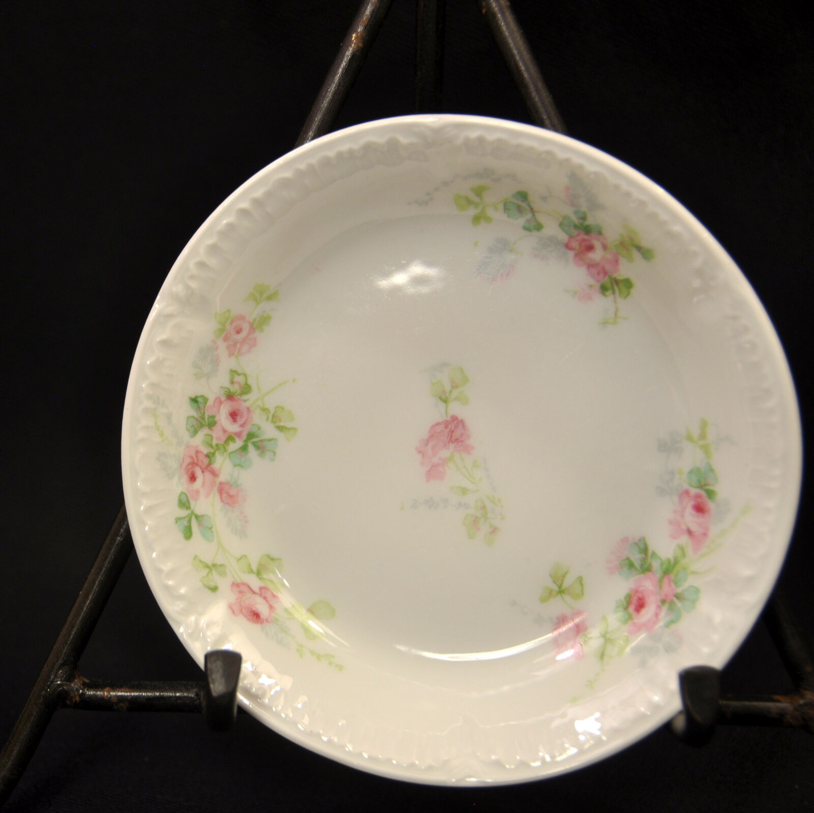 GDA Charles Field Haviland Limoges Set 4 Berry Bowls Pink Roses Green Shamrocks