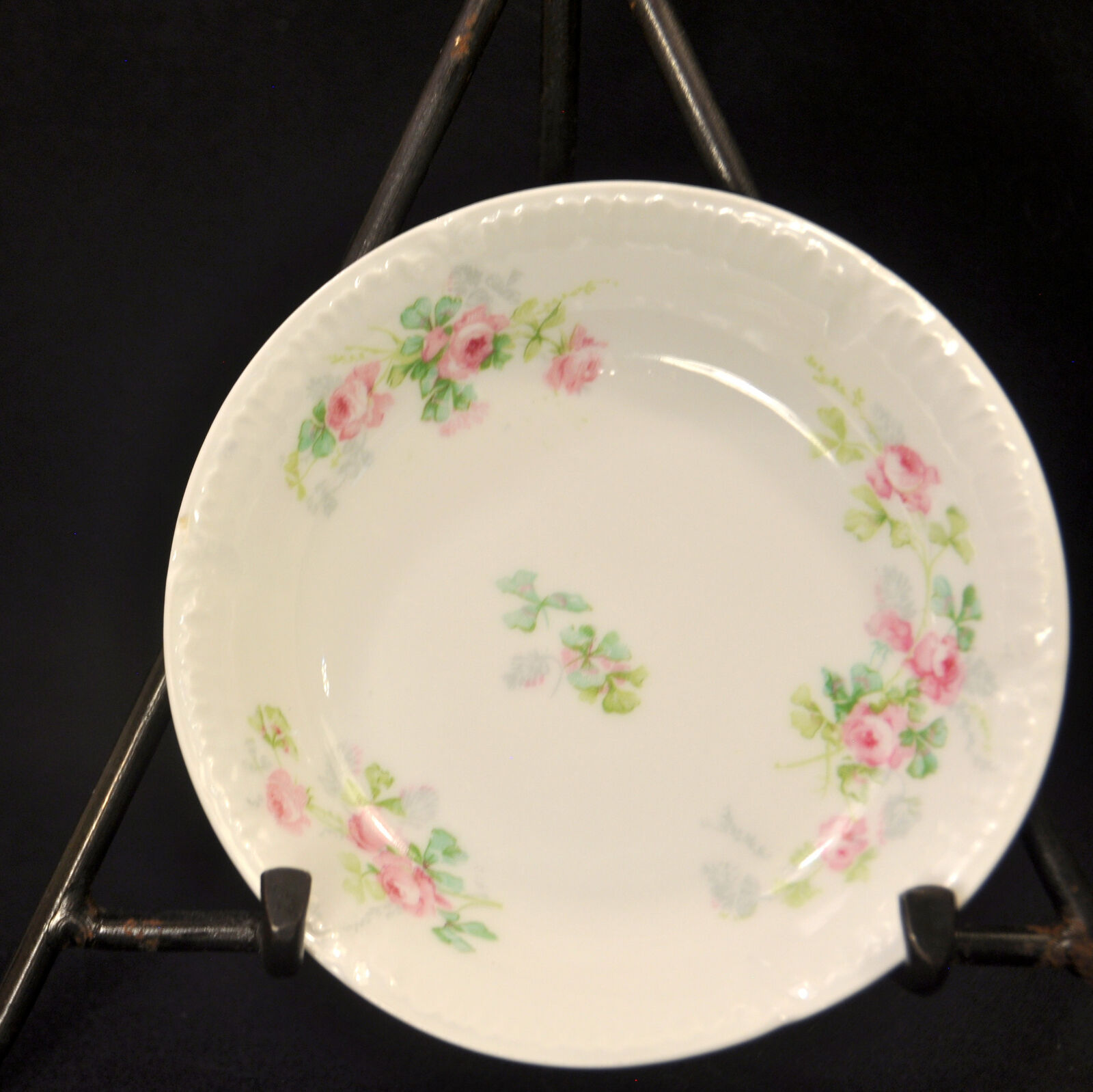 GDA Charles Field Haviland Limoges Set 4 Berry Bowls Pink Roses Green Shamrocks