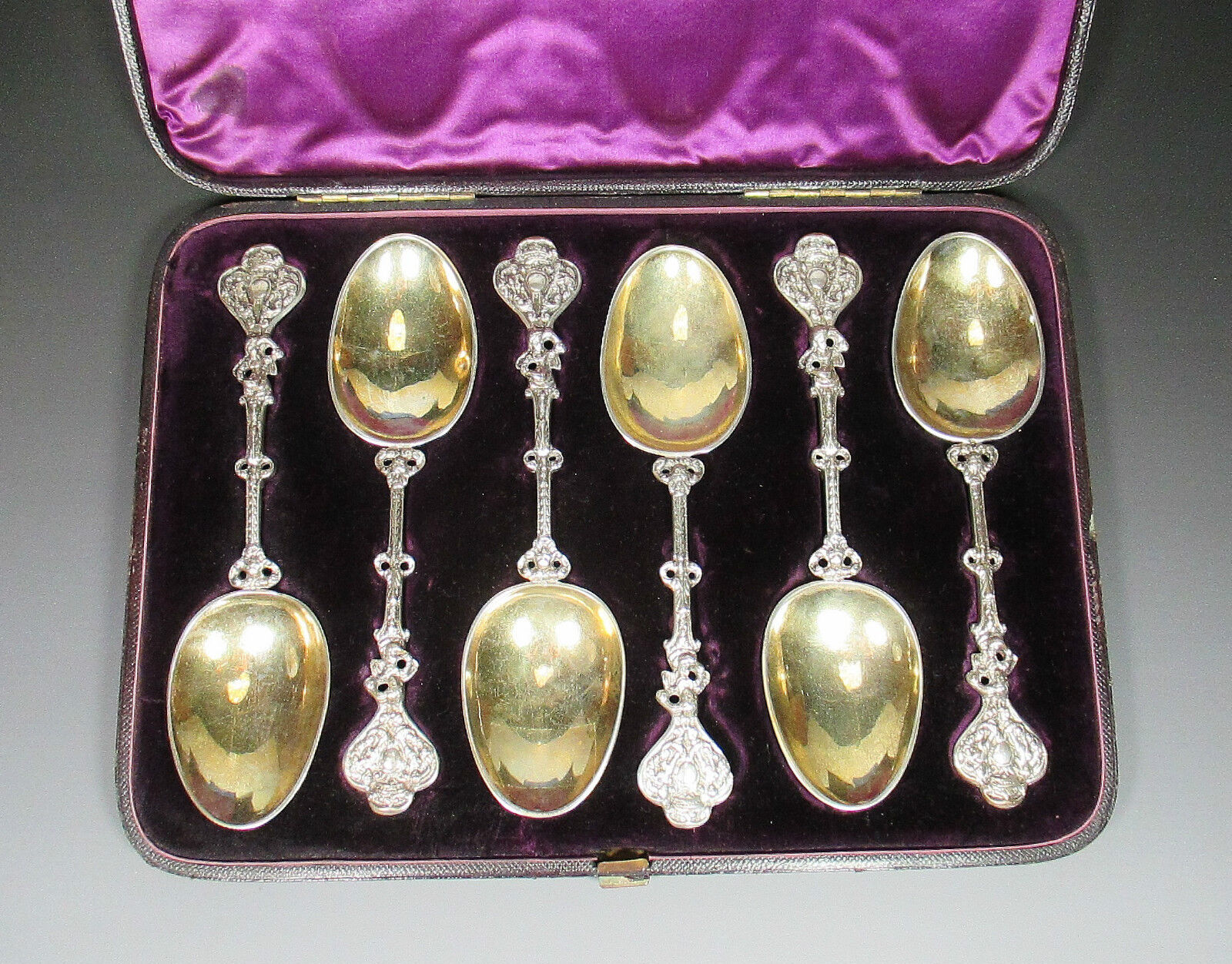 Antique WIDDOWSON & VEALE Cased Presentation Silver Spoon Set c.1800's Nice Set!