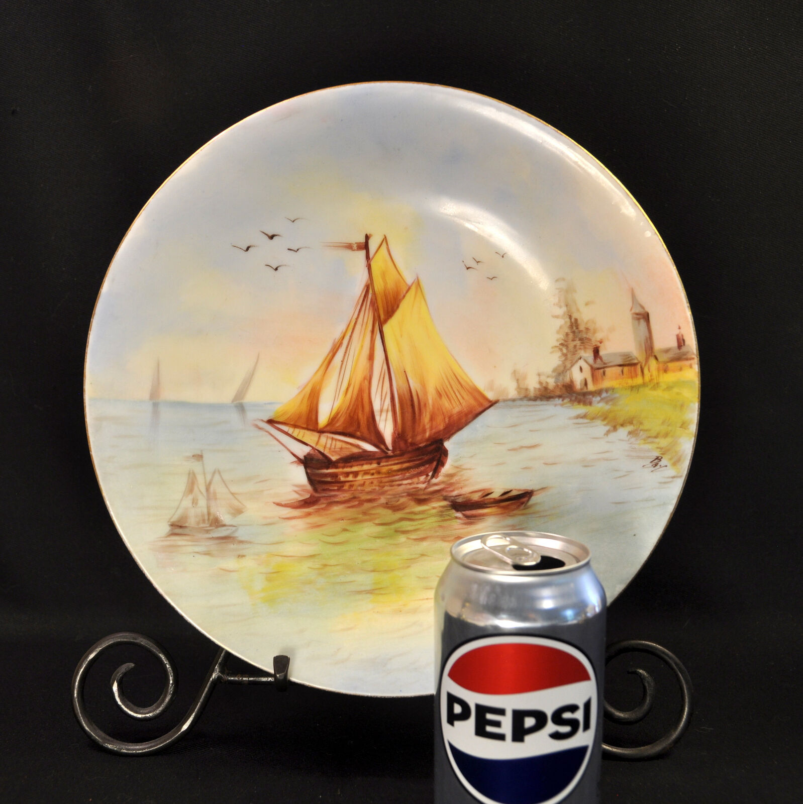 Limoges LDB&Co Flambeau Sailing Ship 10 5/8" Charger Plate Artist Bay 1891-1910