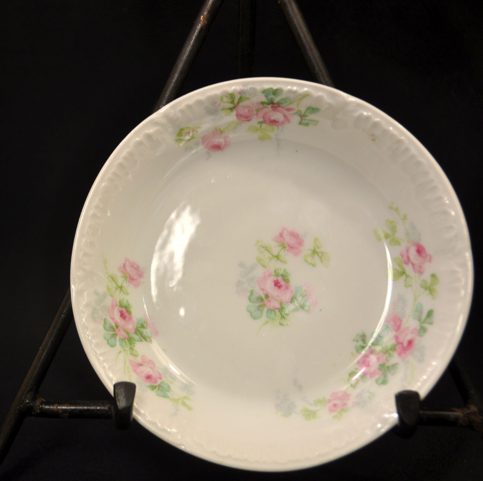 GDA Charles Field Haviland Limoges Set 4 Berry Bowls Pink Roses Green Shamrocks