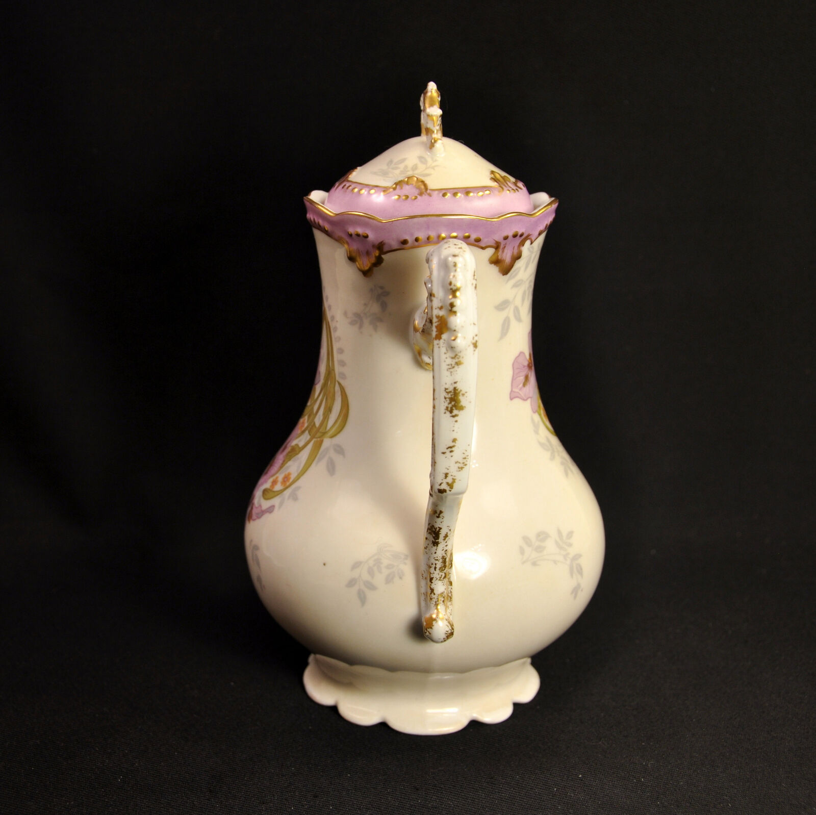 Limoges AKCD Chocolate Pot Klingenberger & Dwenger Purple Iris w/Gold 1900-1910
