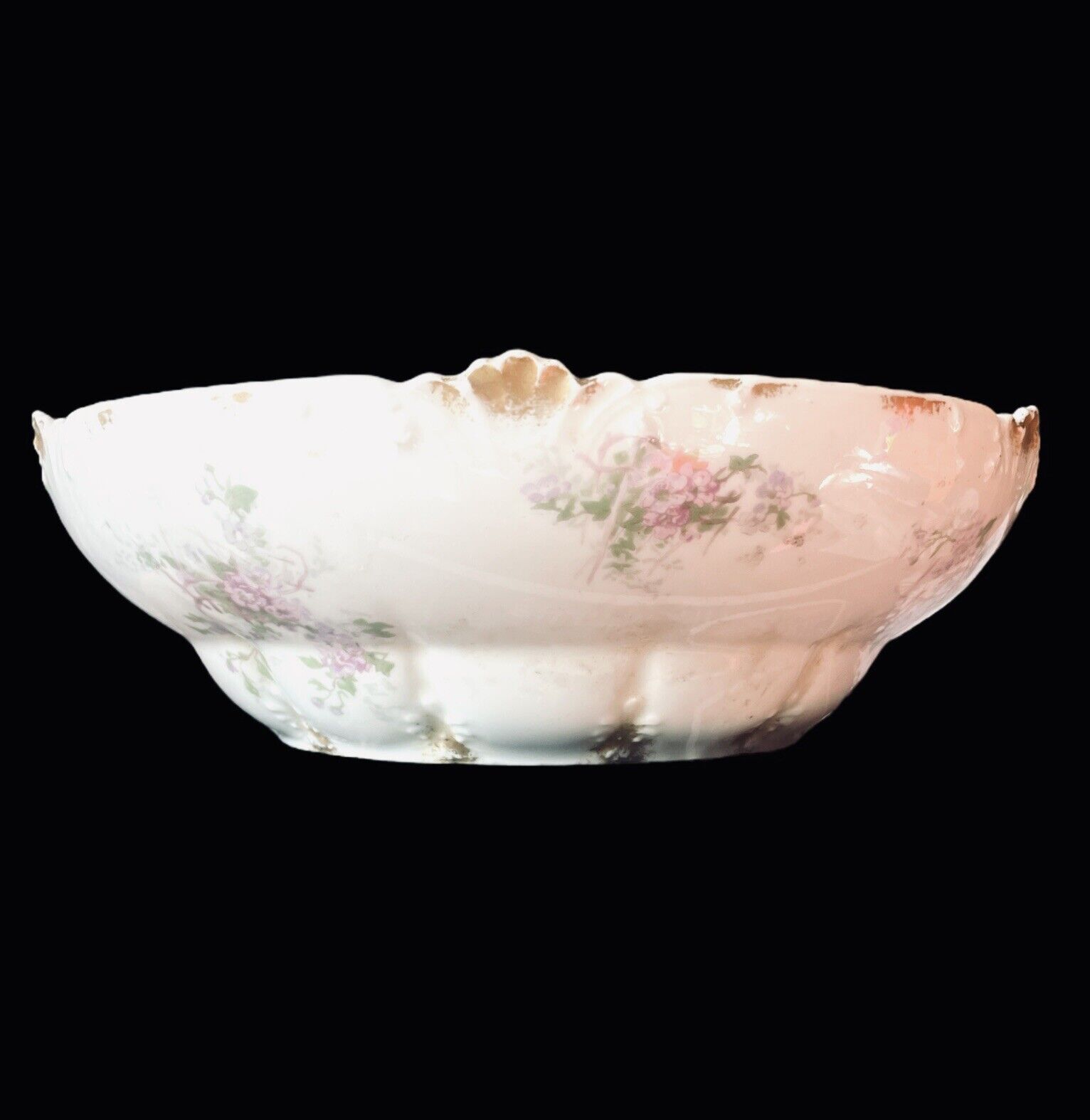 GDA France Ch Field Haviland Limoges 9.5" Bowl Floral Embossed w/Gold trim