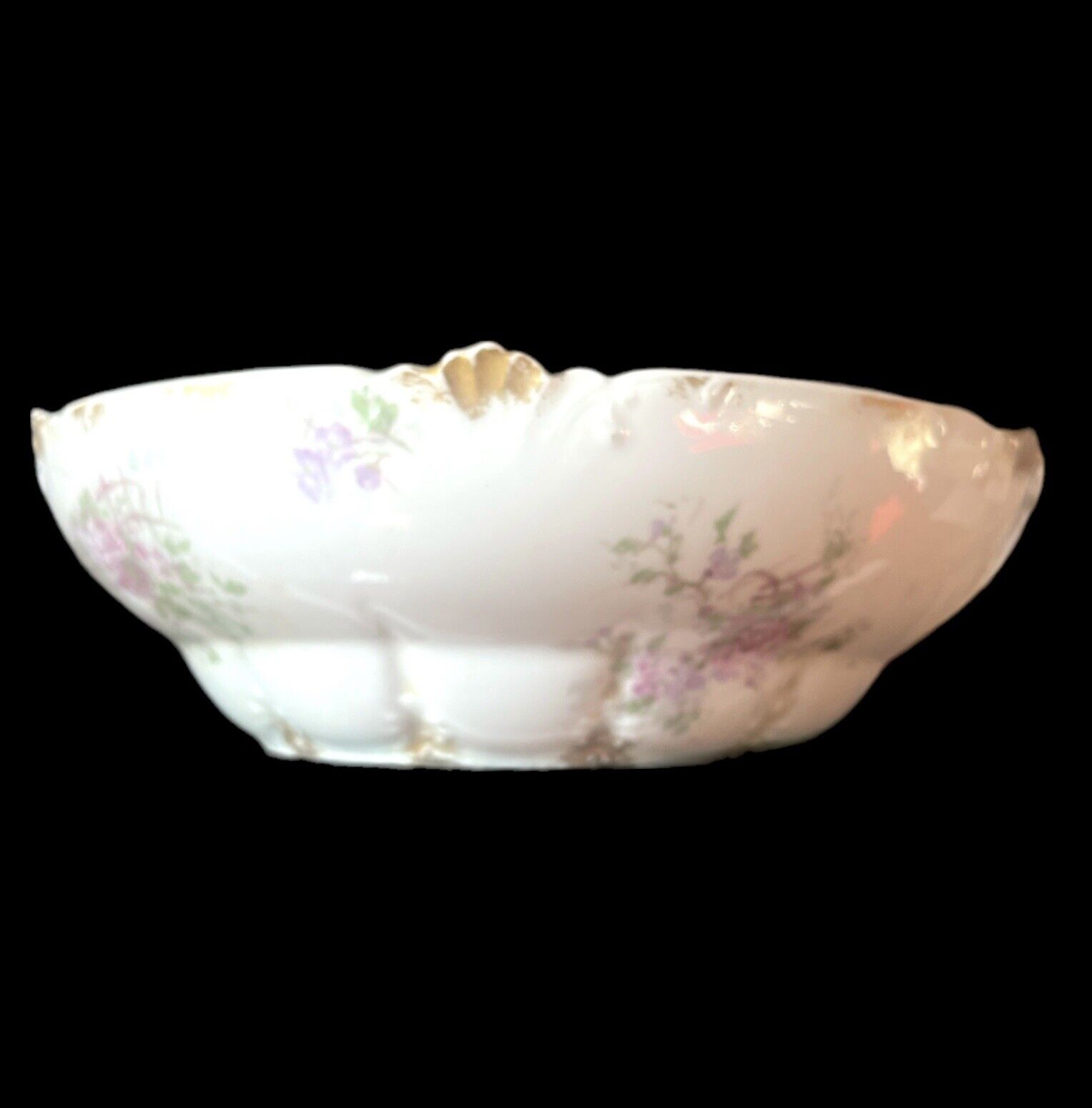 GDA France Ch Field Haviland Limoges 9.5" Bowl Floral Embossed w/Gold trim