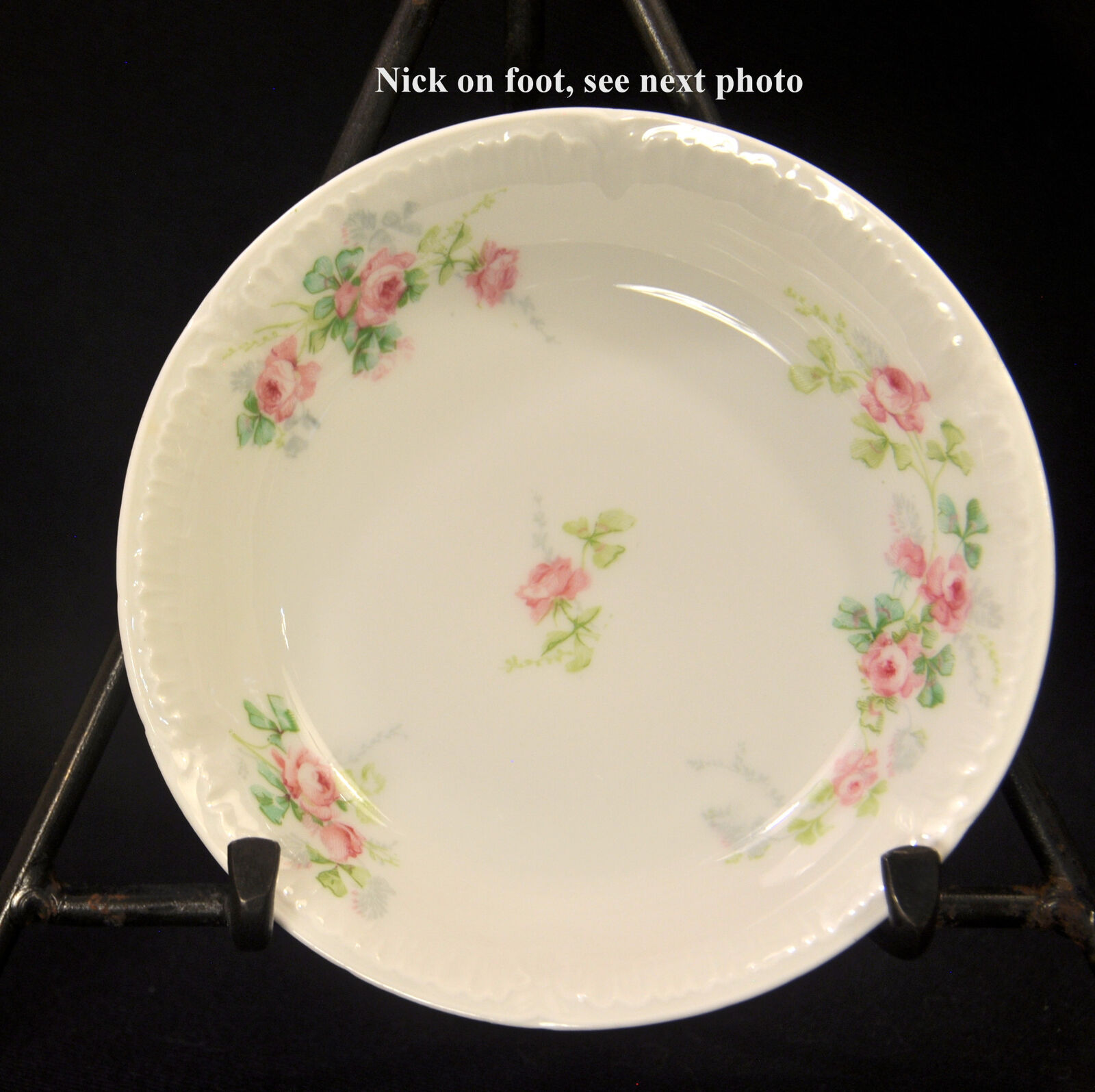 GDA Charles Field Haviland Limoges Set 4 Berry Bowls Pink Roses Green Shamrocks