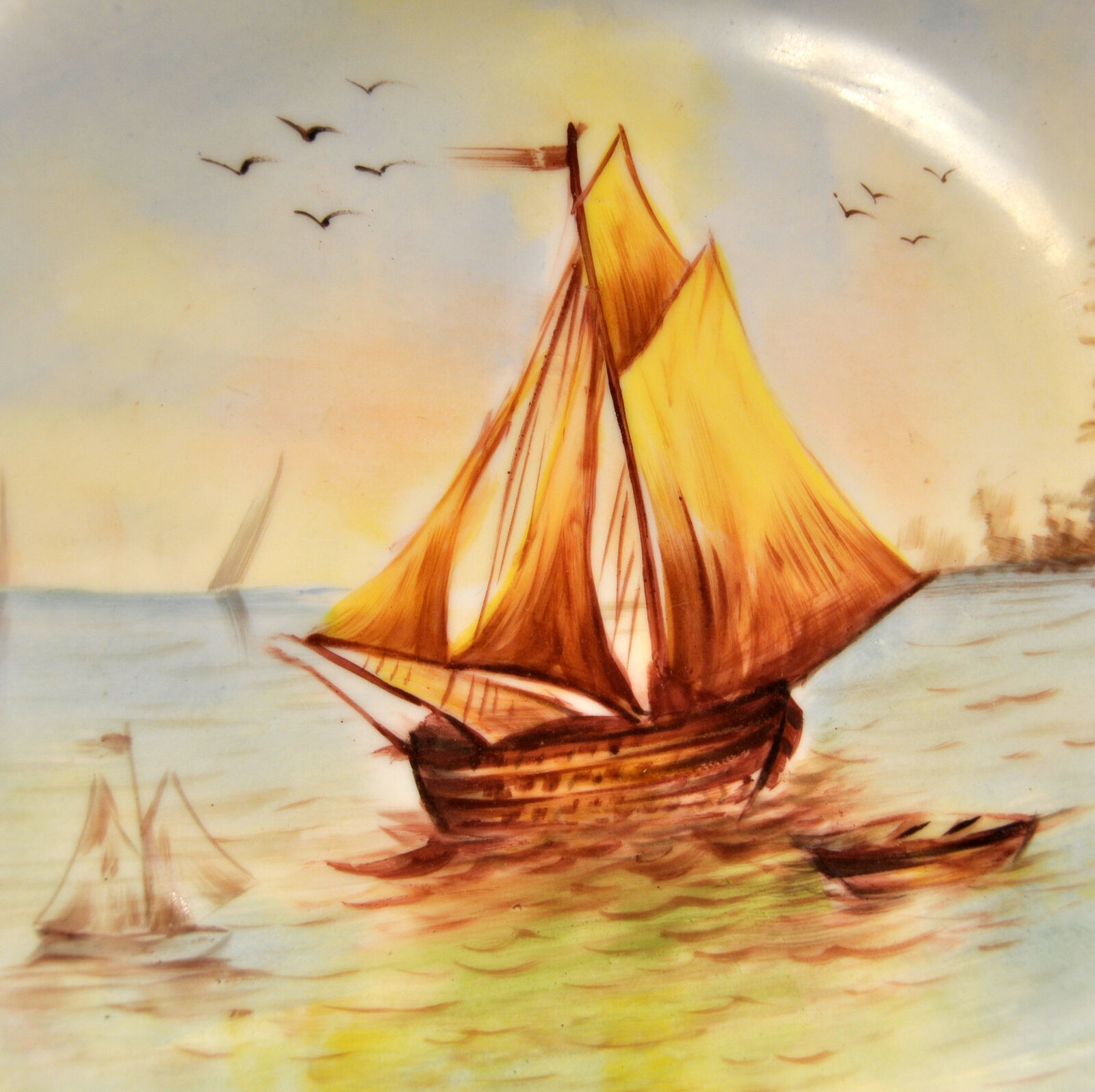 Limoges LDB&Co Flambeau Sailing Ship 10 5/8" Charger Plate Artist Bay 1891-1910