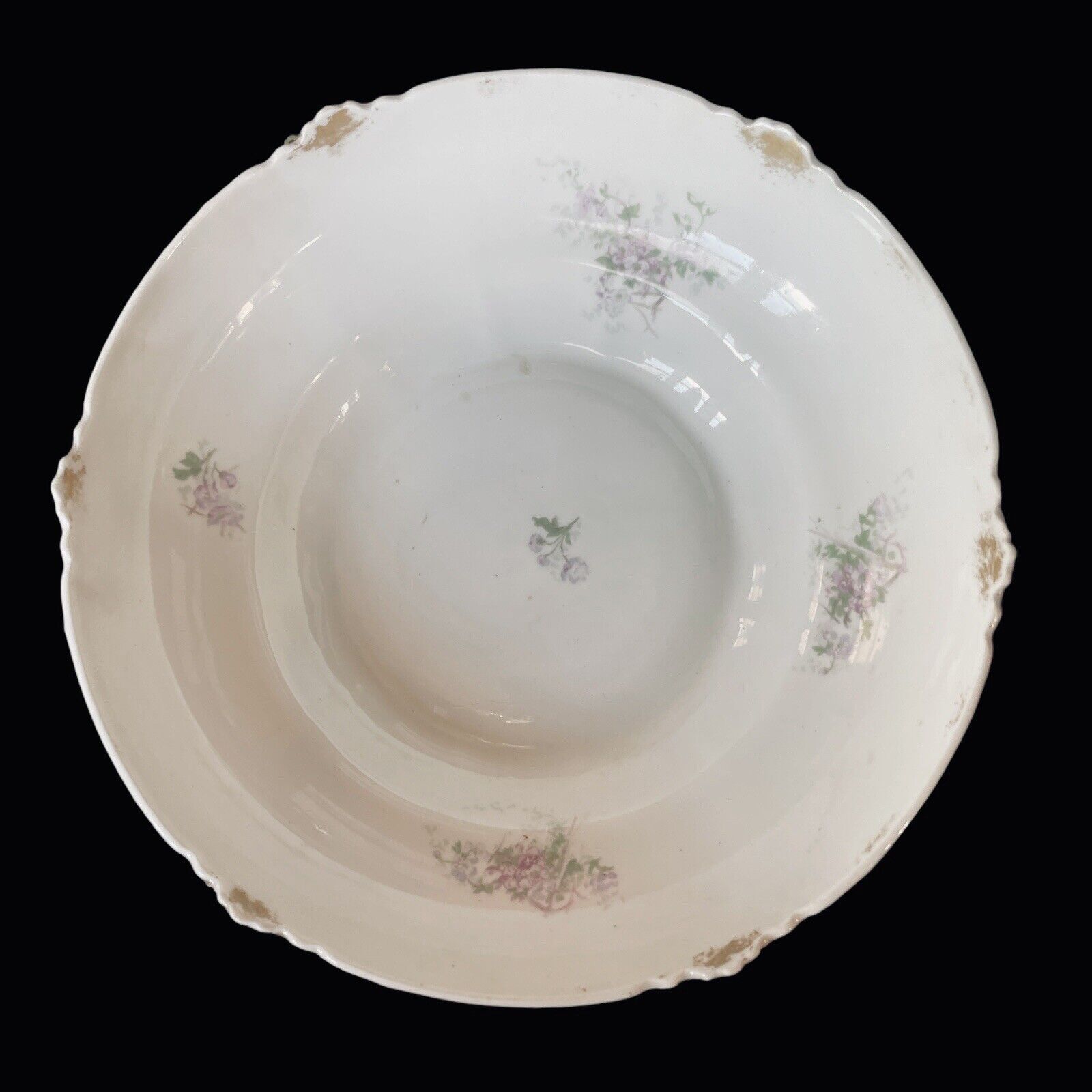 GDA France Ch Field Haviland Limoges 9.5" Bowl Floral Embossed w/Gold trim