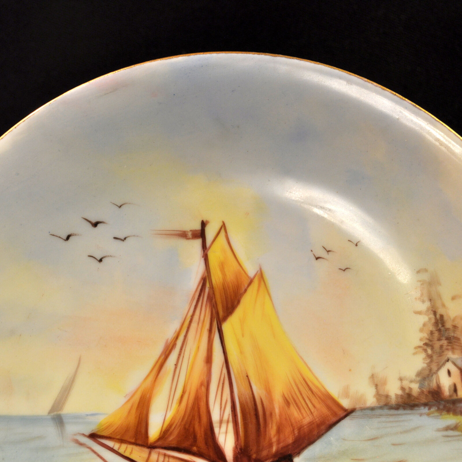 Limoges LDB&Co Flambeau Sailing Ship 10 5/8" Charger Plate Artist Bay 1891-1910