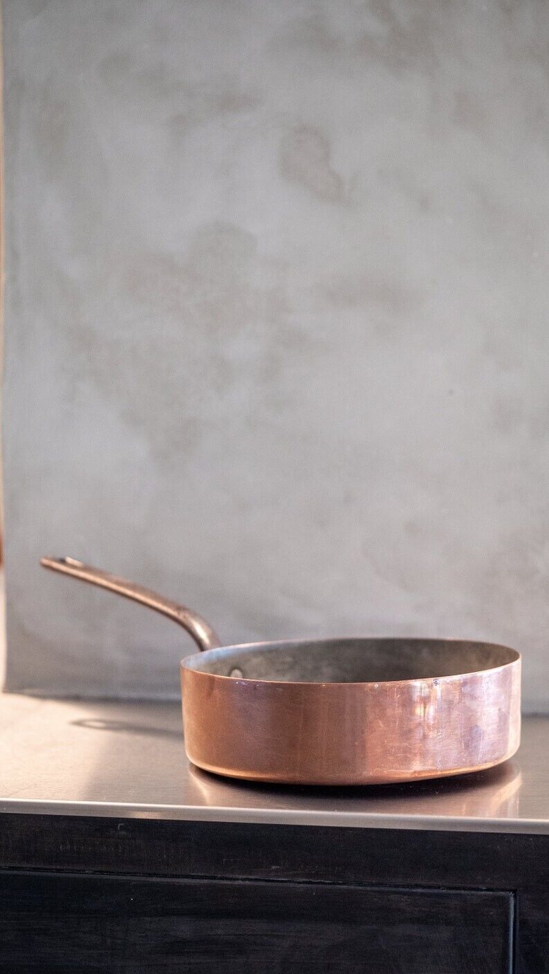 Stunning A La Menagere Antique French Copper Saute Pan Late 1800's