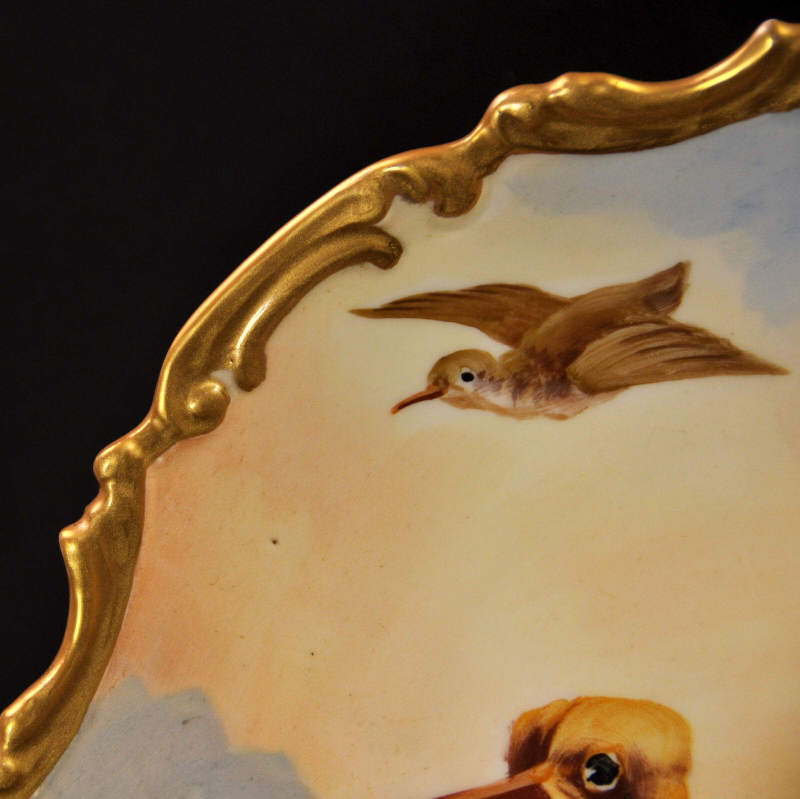 Limoges LDB&Co Flambeau Charger Plate 11.5" Bird Hand Painted Leonce 1890s-1900s