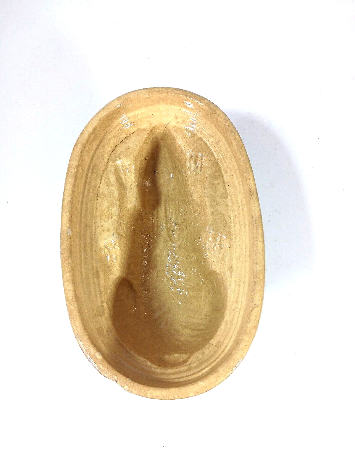 Antique Food Mold Stoneware Pottery Rabbit Yellowware 1800s 19th century