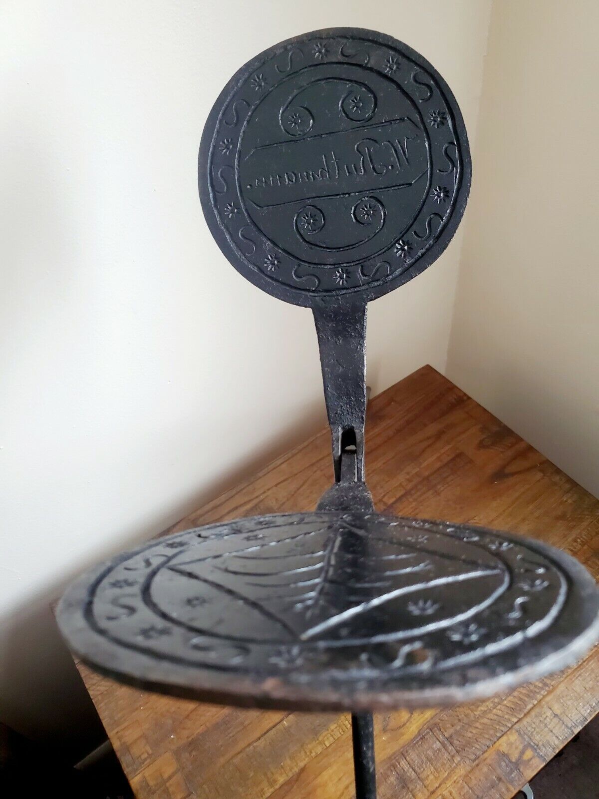 AAFA Early 1800s PA Dutch Pizzelle WAFER Waffle Iron Maker Signed W. Rutthmann