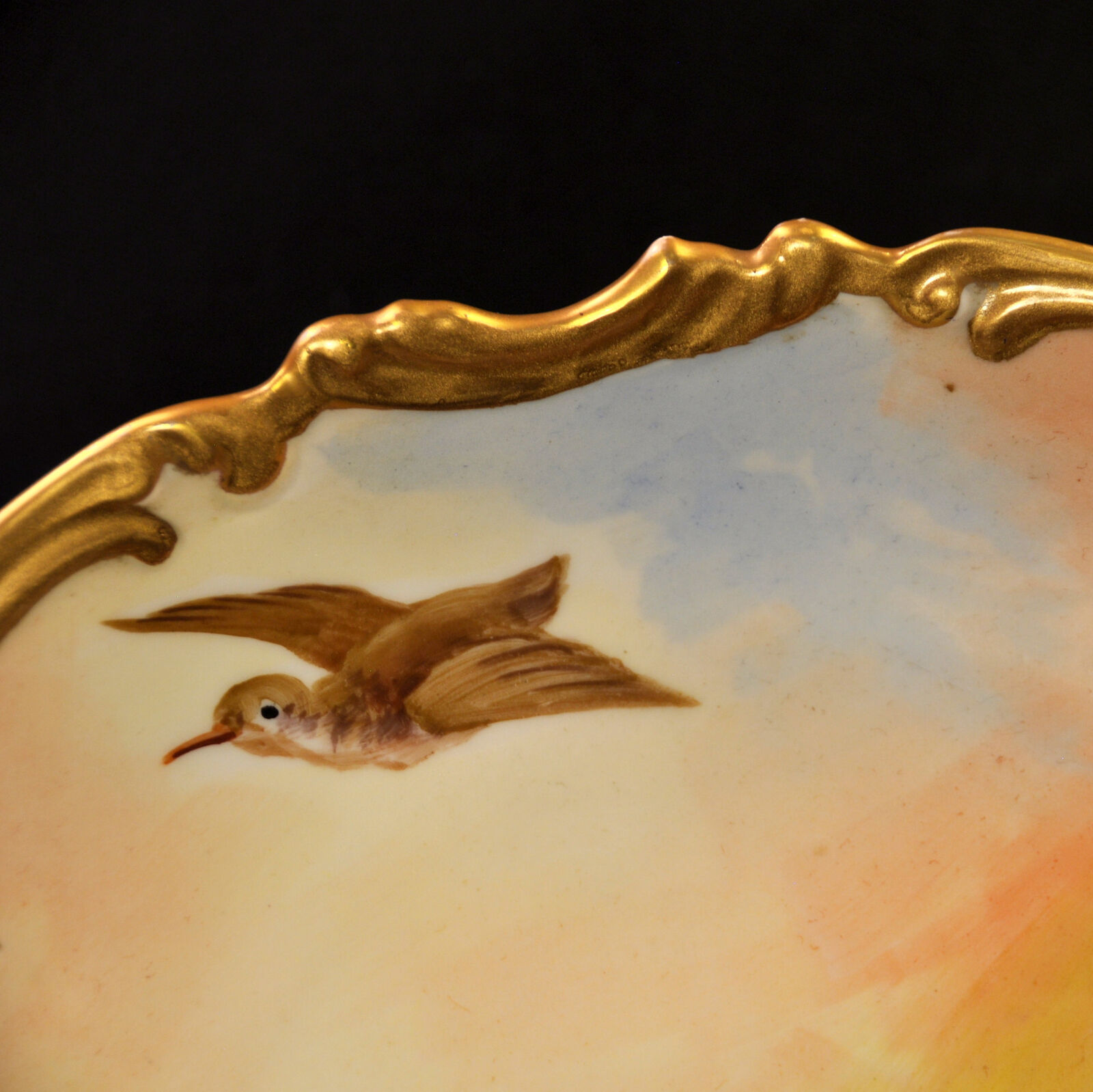 Limoges LDB&Co Flambeau Charger Plate 11.5" Bird Hand Painted Leonce 1890s-1900s