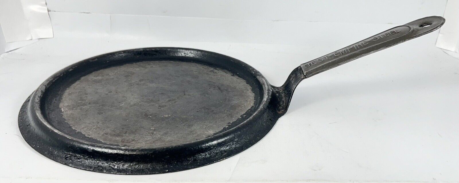 1800s Best Empire Steel 10.5”Frying Pan Skillet Cowboy Chuckwagon Griddle VNTG