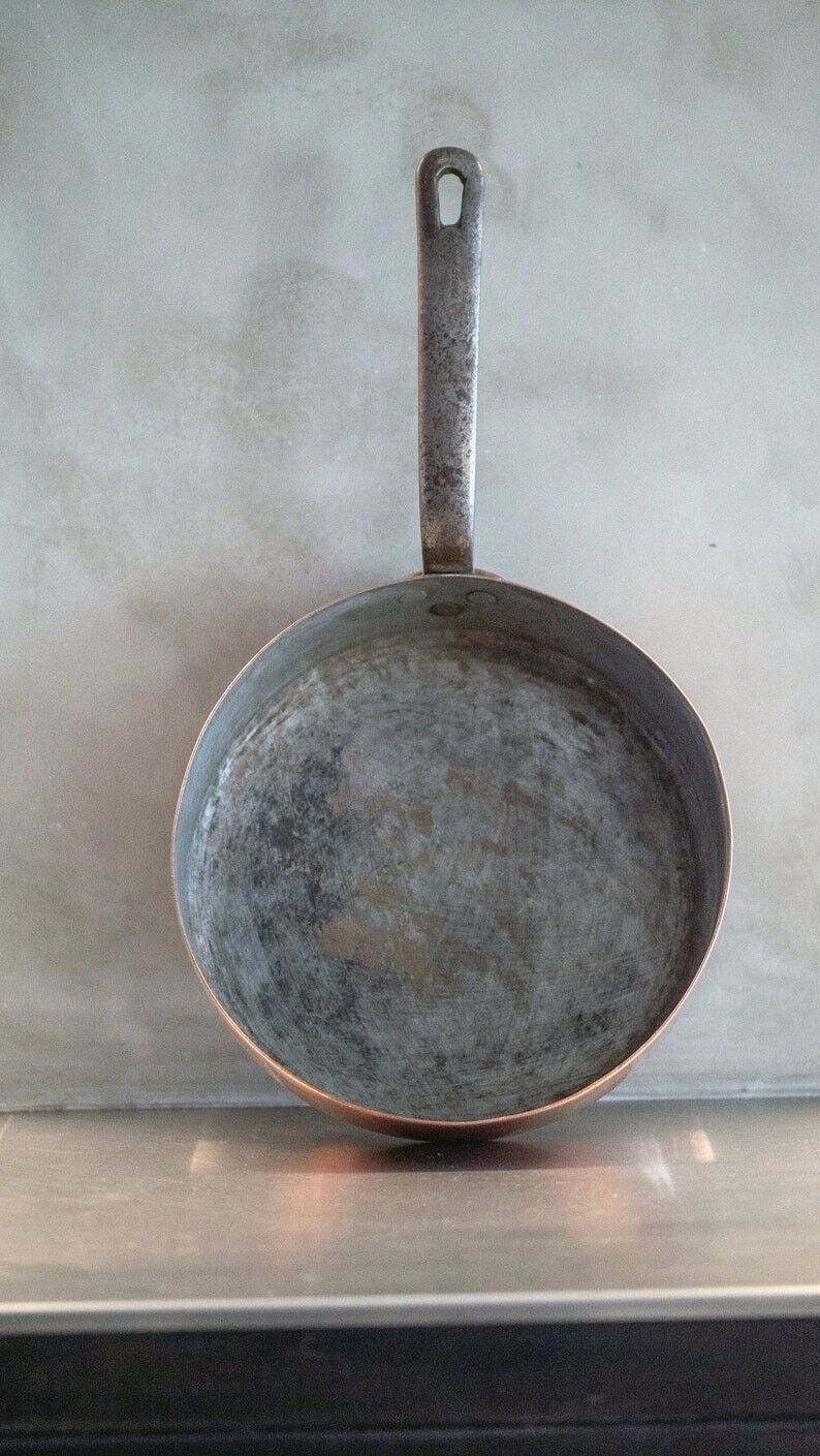 Stunning A La Menagere Antique French Copper Saute Pan Late 1800's