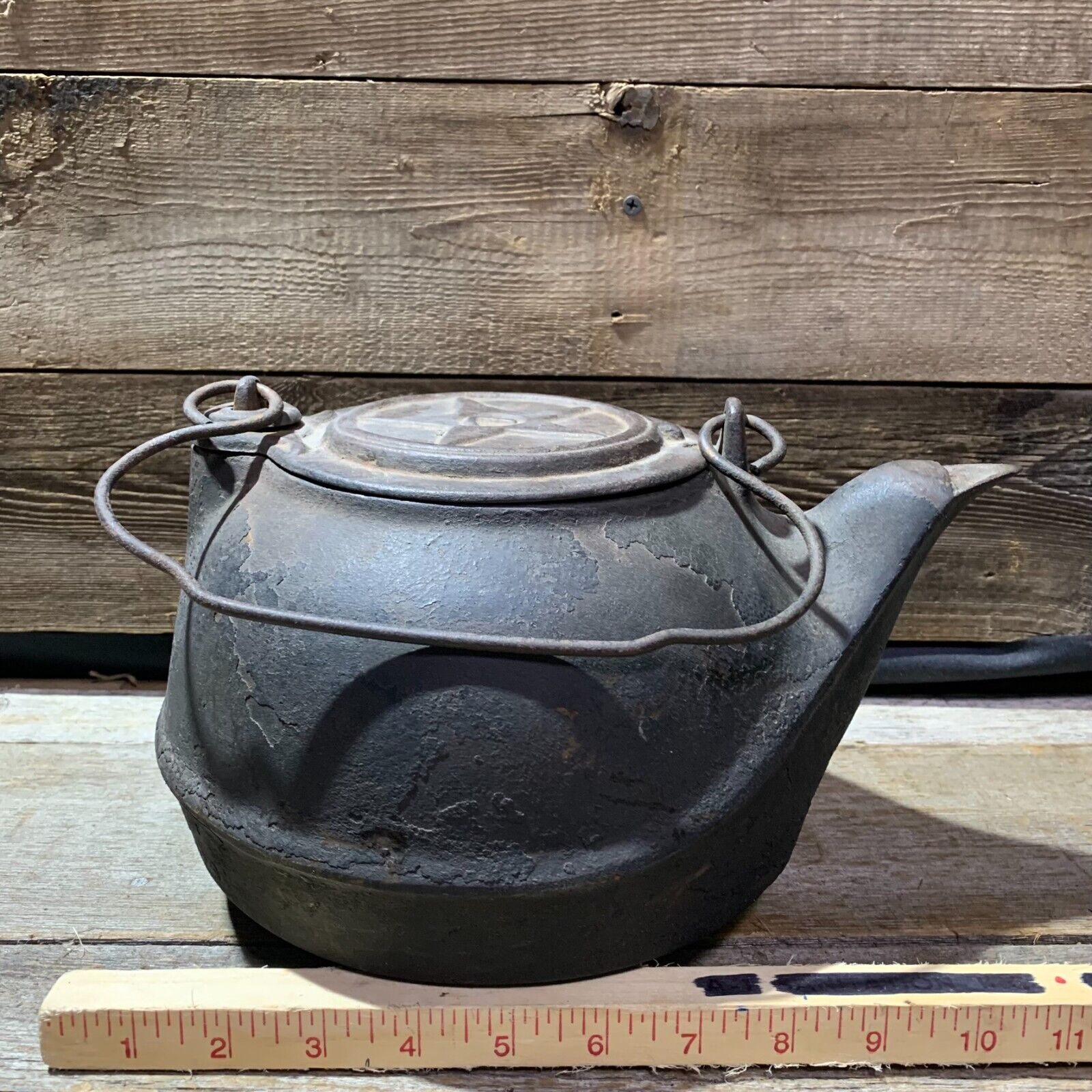 Antique 1800s Cast Iron, Tea Kettle, Chattanooga Star No. 7, Swivel Lid