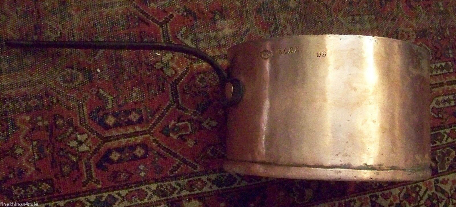 MASSIVE 3 GAL SZ SUPERB 1800's - 19th CENTURY AMERICAN COPPER IRON HANDLED POT