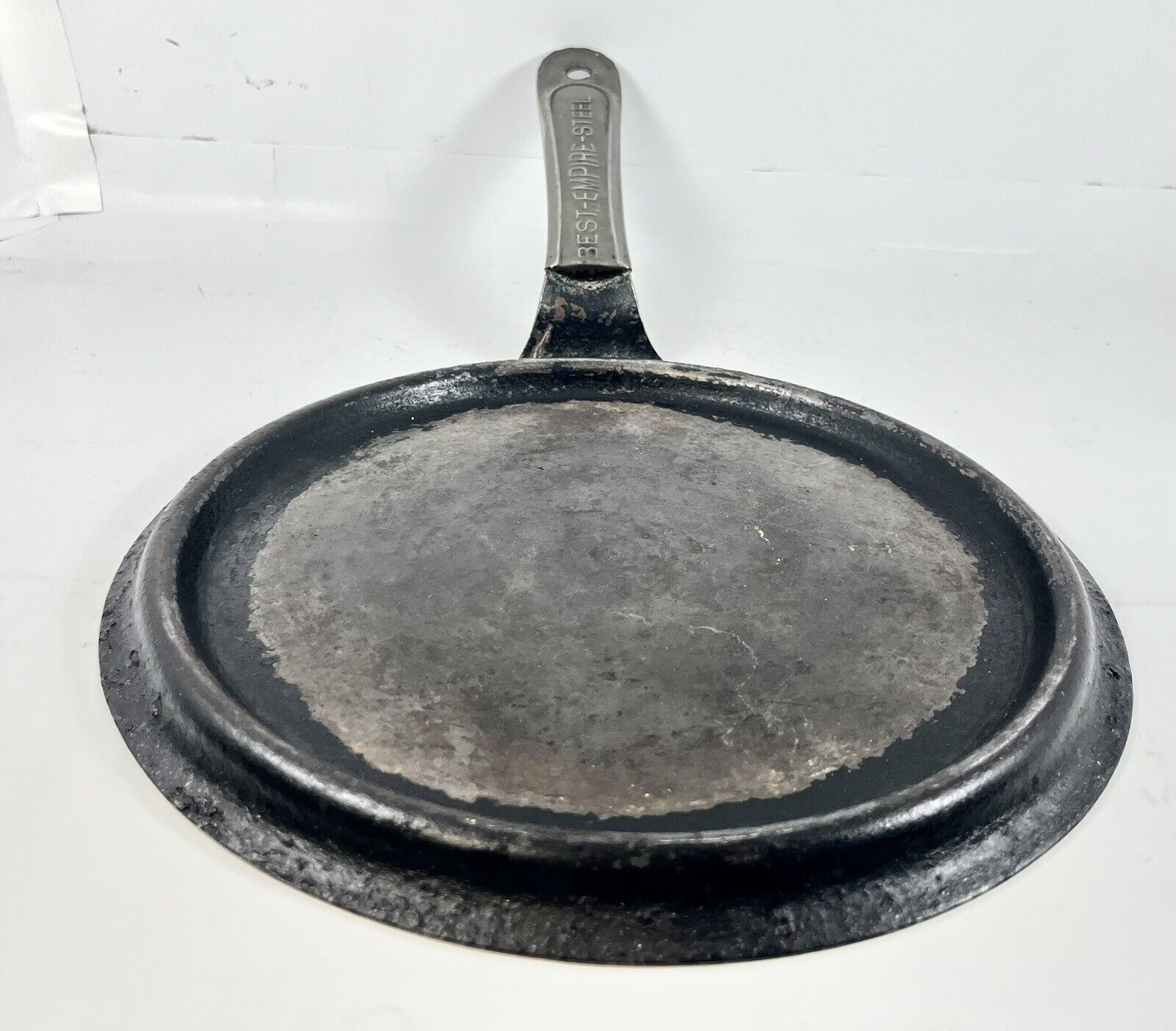 1800s Best Empire Steel 10.5”Frying Pan Skillet Cowboy Chuckwagon Griddle VNTG