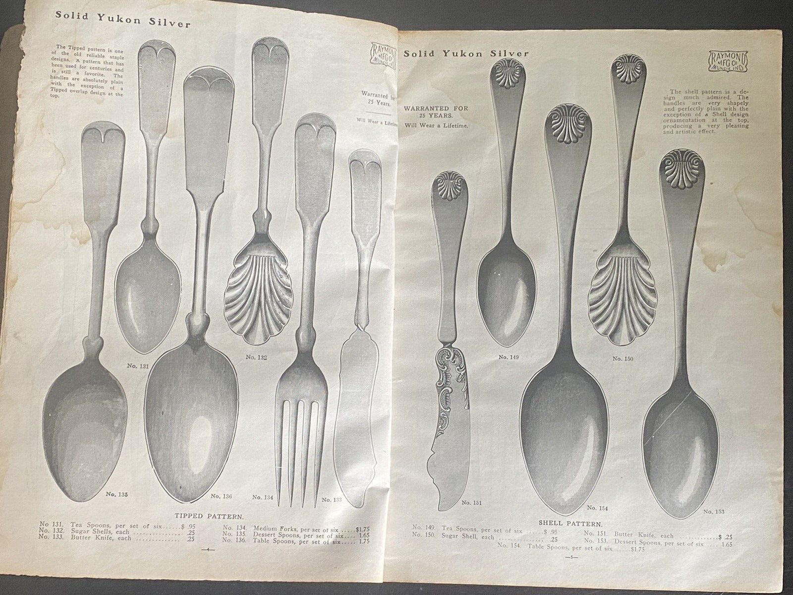 Antique Raymond MFG CO SILVER WARE AND CUTLERY Selebrated Solid Yukon Silver Tab