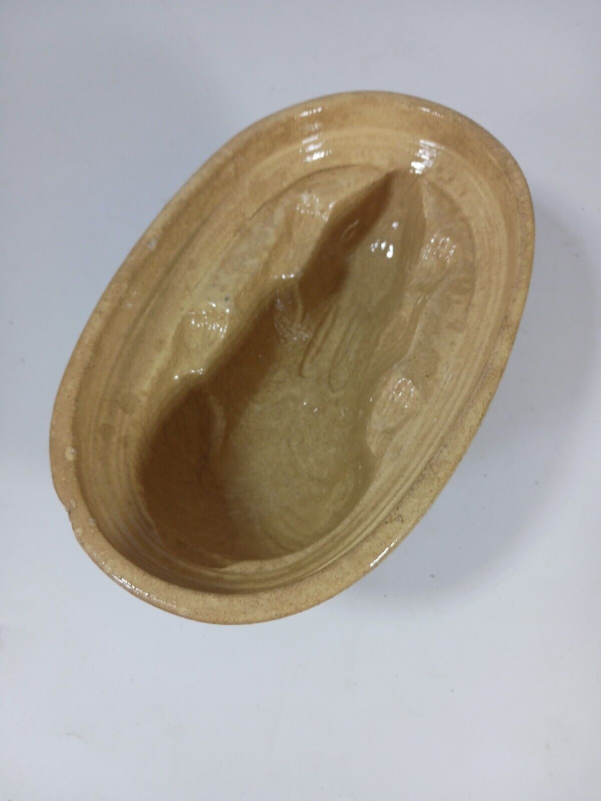 Antique Food Mold Stoneware Pottery Rabbit Yellowware 1800s 19th century