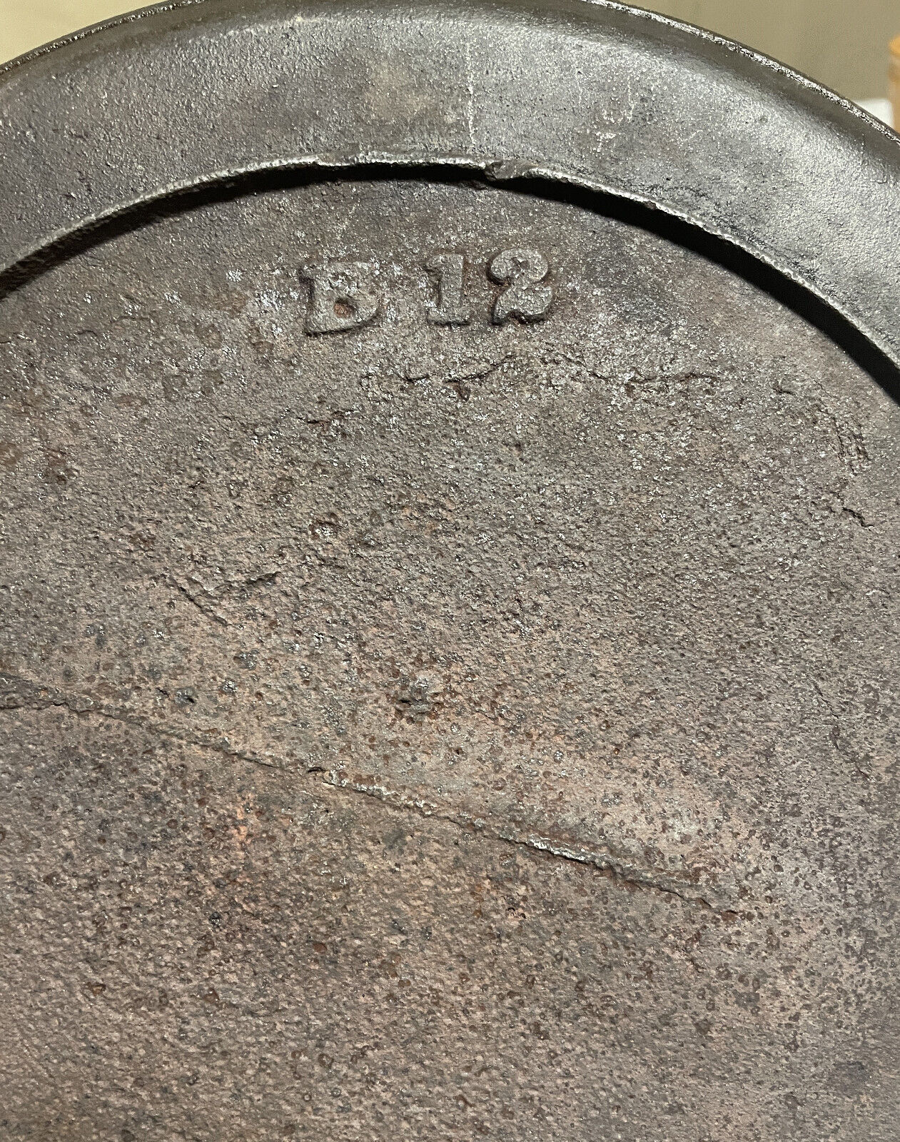 Antique 1800's CAST IRON GRIDDLE SKILLET HEAT RING 12" w/Bale Handle - B 12