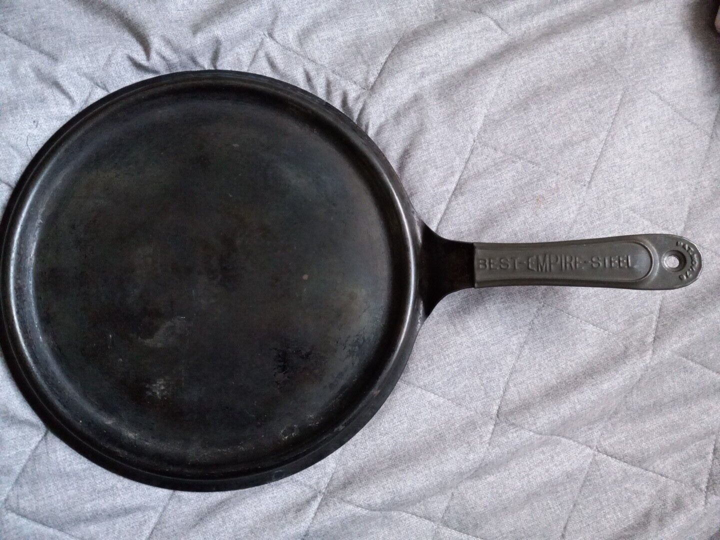 1800s Antique Best Empire Steel 10 1/2" Frying Pan Skillet Cowboy Griddle...