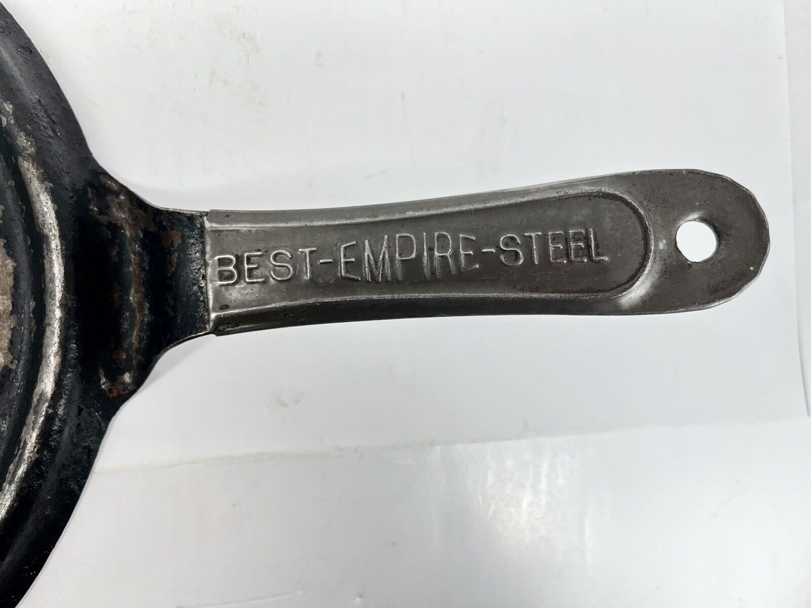 1800s Best Empire Steel 10.5”Frying Pan Skillet Cowboy Chuckwagon Griddle VNTG