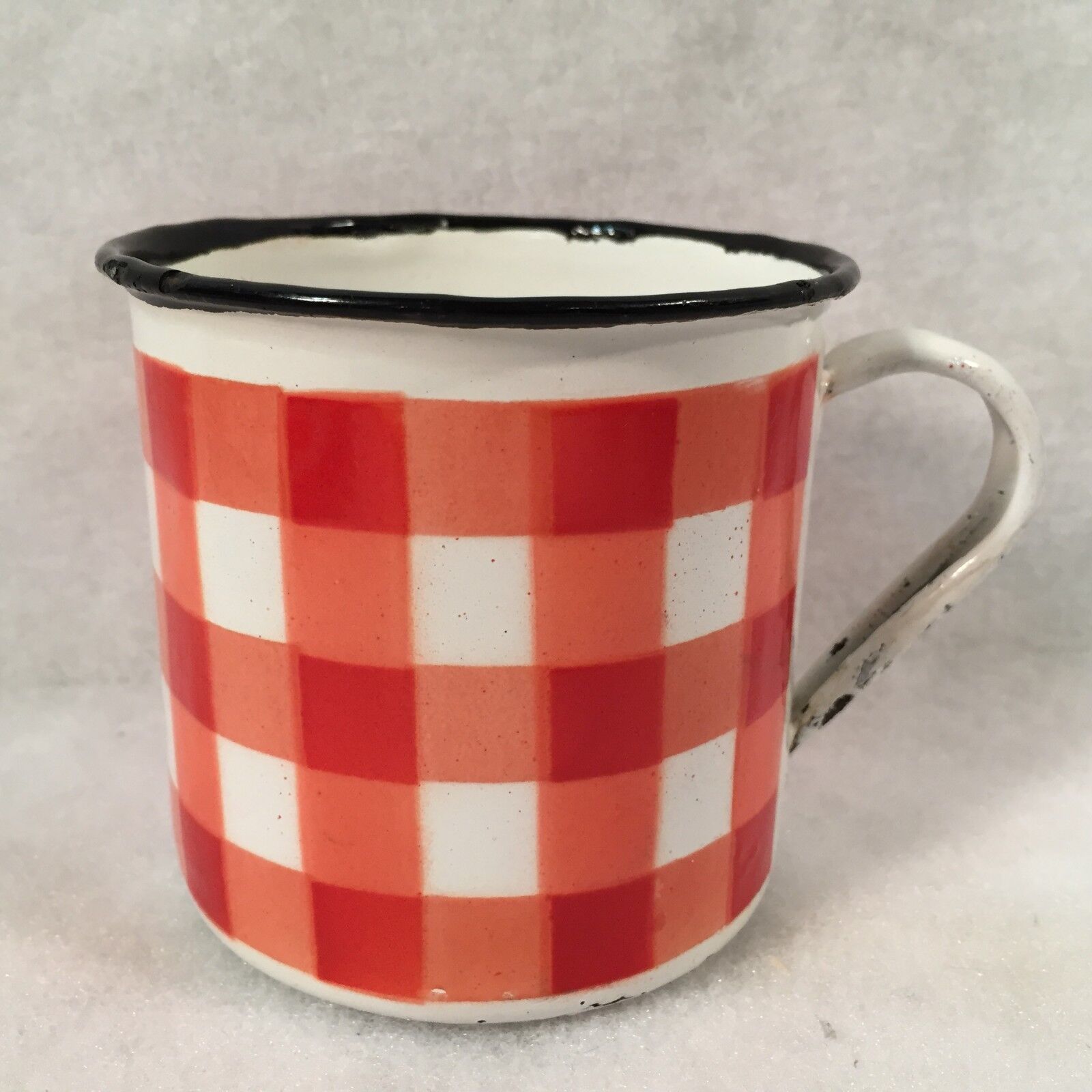 Antique French Enamelware Dinner Plate & Cup Set Circa 1800's