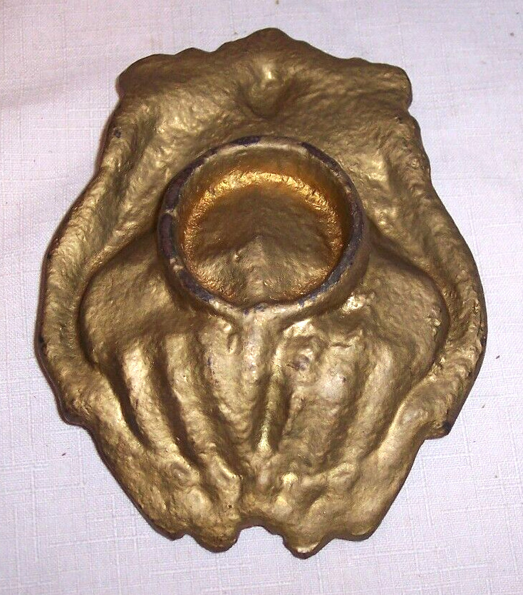 Vintage / Antique 1800'S HEAVY Cast Iron CUPPED HANDS 6 " X 4 1/2 " Soap Dish