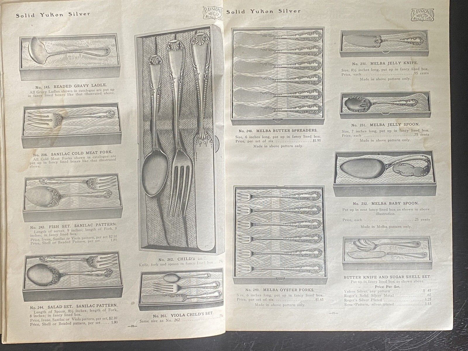 Antique Raymond MFG CO SILVER WARE AND CUTLERY Selebrated Solid Yukon Silver Tab