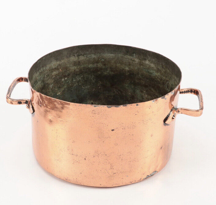 9 QUART SZ SUPERB 1800's 19th CENTURY AMERICAN COPPER HANDLED STOCKPOT SOUP POT