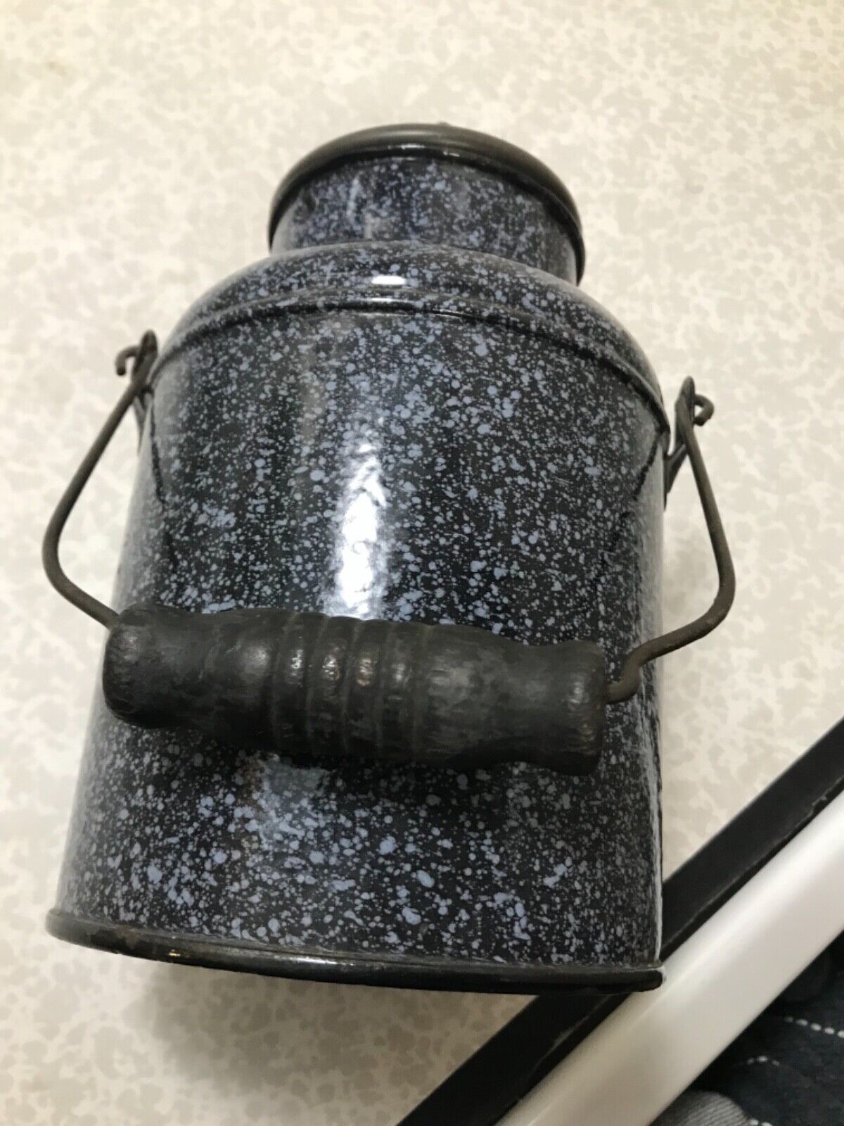 RARE MINT BLACK PURPLE  MILK/CREAM CAN 1900’s GRANITEWARE ENAMELWARE ANTIQUE!