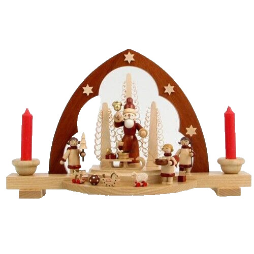 Müller - Candle Arch Holder -  Santa Giving Out Christmas Presents - Large