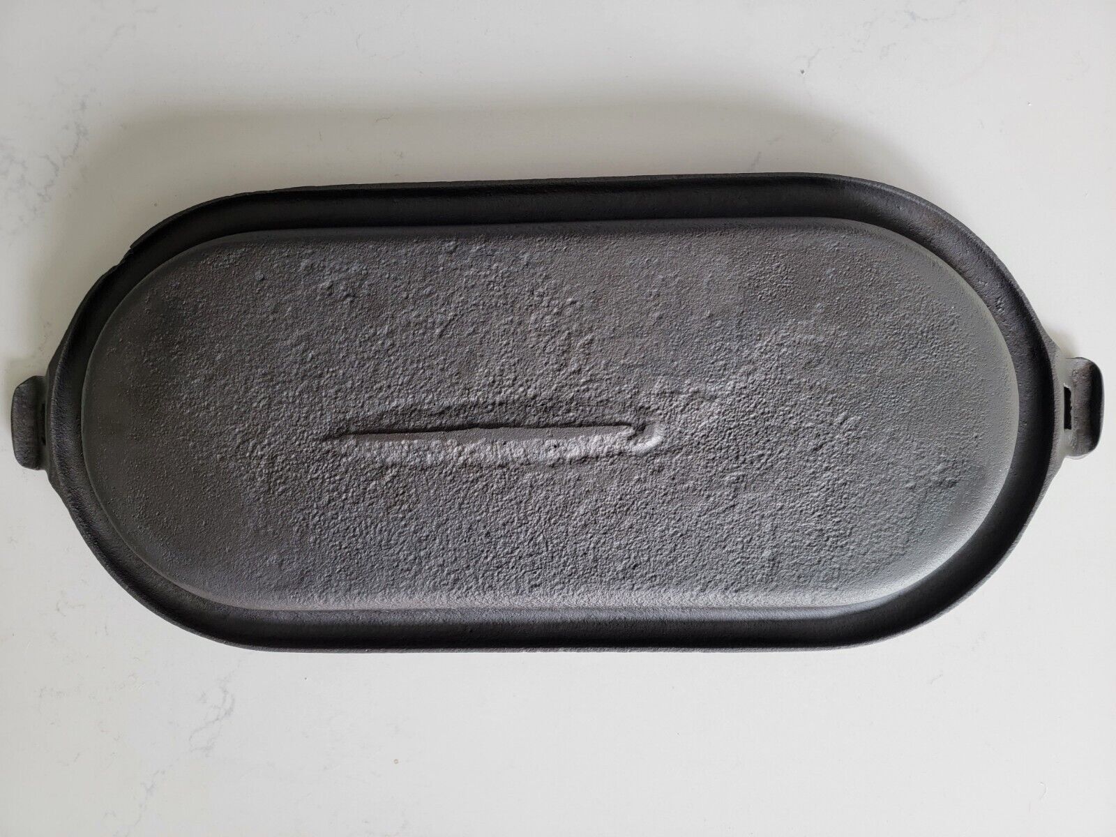 1800's Gate Marked Cast Iron Oval Griddle