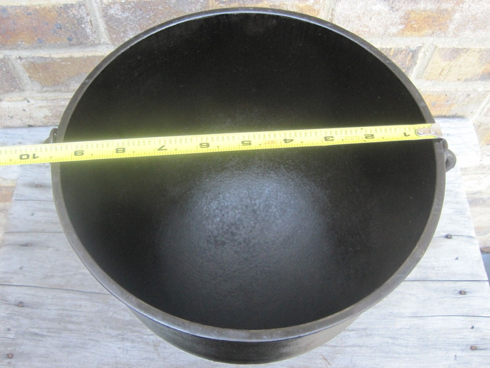 1800's #7 Size Cast Iron 3 Leg Bean Pot Kettle 9 1/2” Restored Peyote Drum NICE