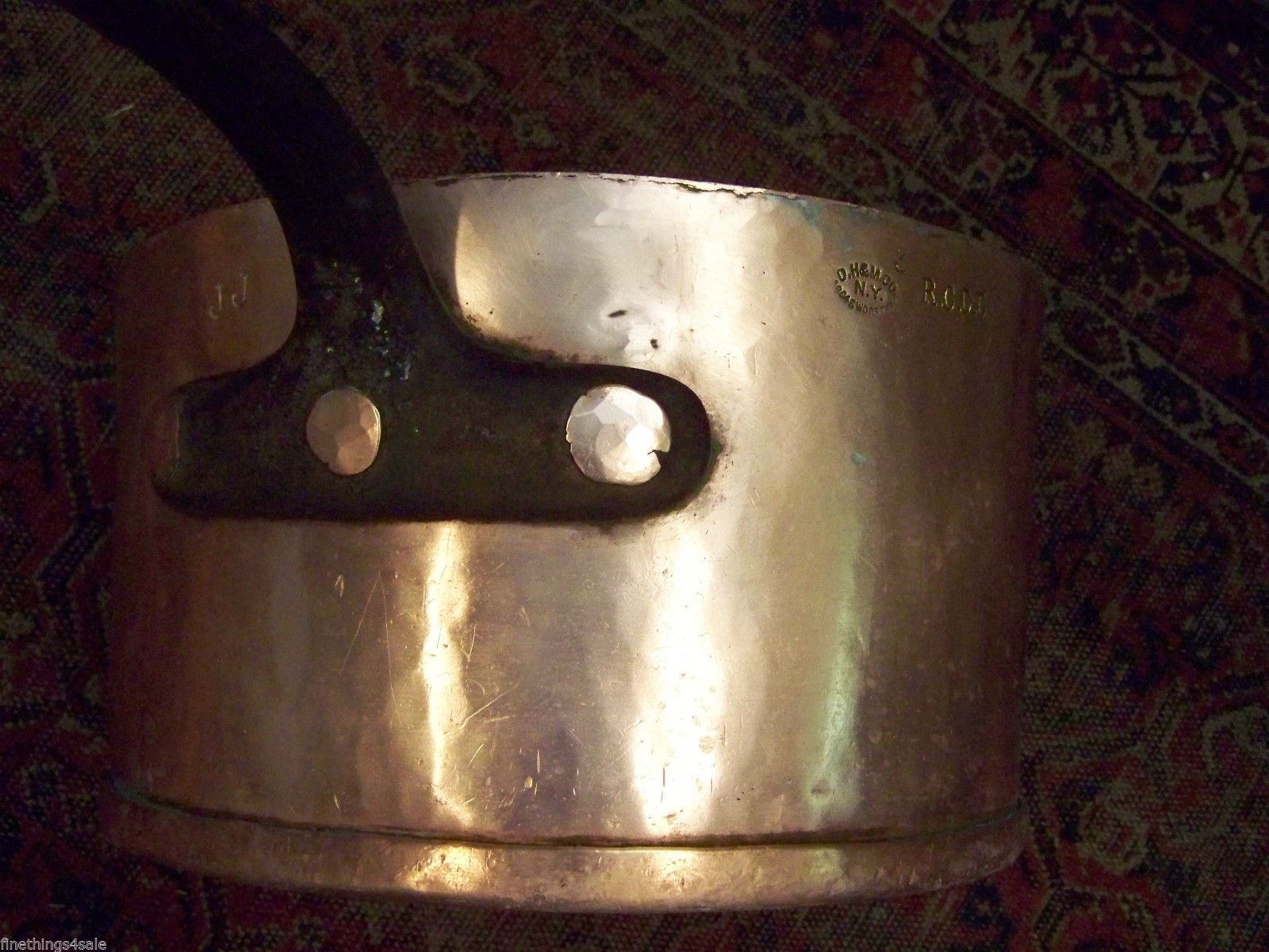 MASSIVE 3 GAL SZ SUPERB 1800's - 19th CENTURY AMERICAN COPPER IRON HANDLED POT