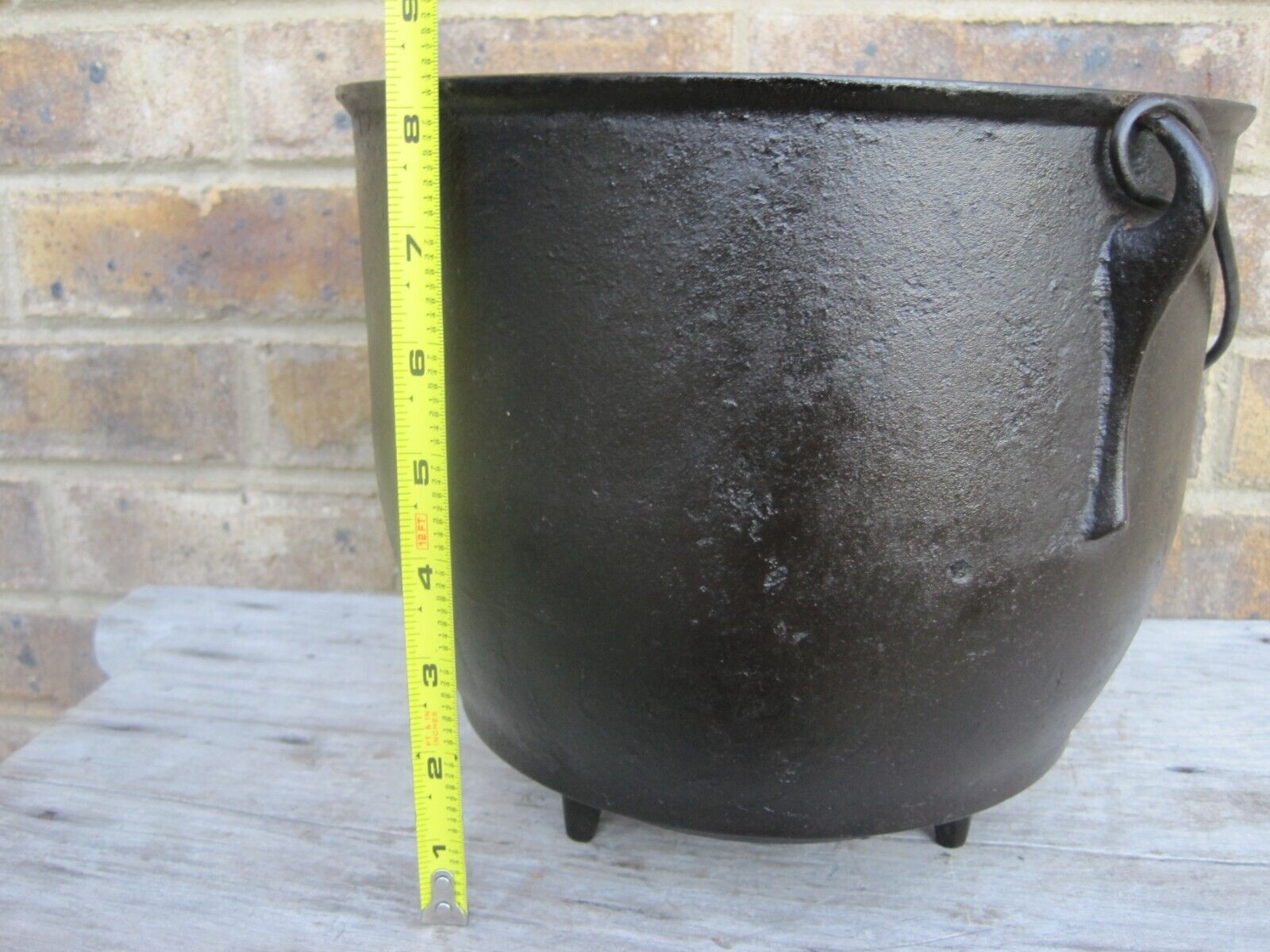 1800's #7 Size Cast Iron 3 Leg Bean Pot Kettle 9 1/2” Restored Peyote Drum NICE