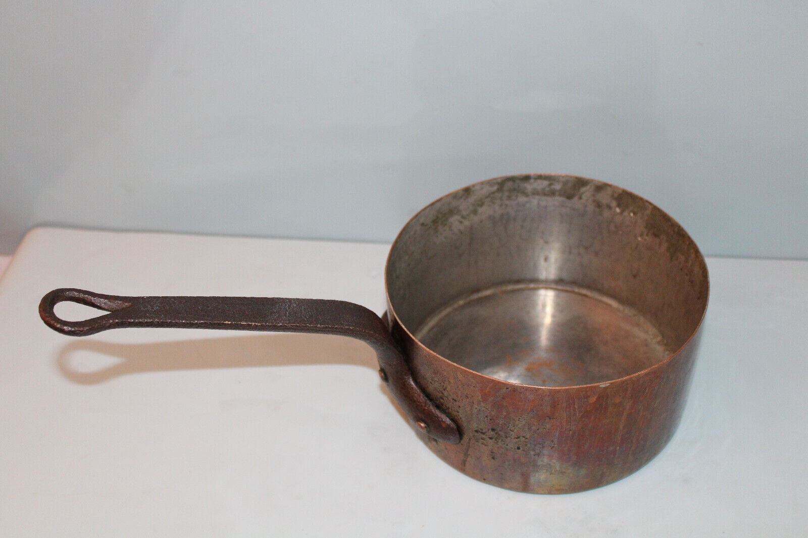 1800's English Copper and Brass Coal POT COOKWARE with HEAVEY DUTY HANDLE
