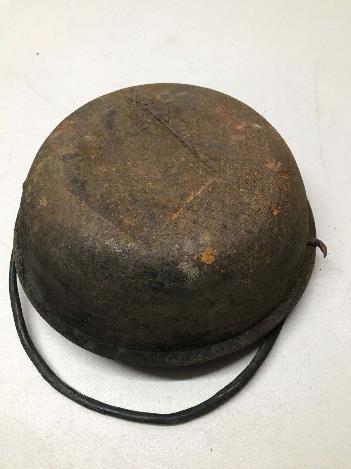 1800s Antique 11" Cast Iron Scotch Bowl w/ Gate Mark, Hand Forged Bail Handle
