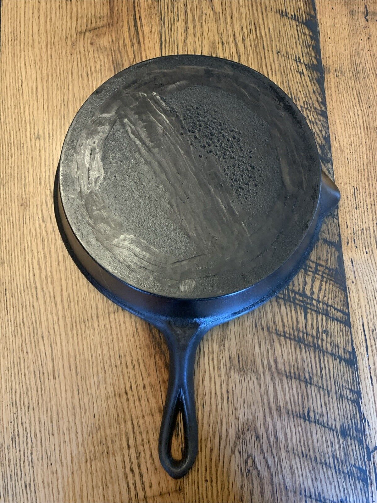 VINTAGE 1800’s Gate Marked Fancy Handle #7 1 Pour Spout Cast Iron Skillet.