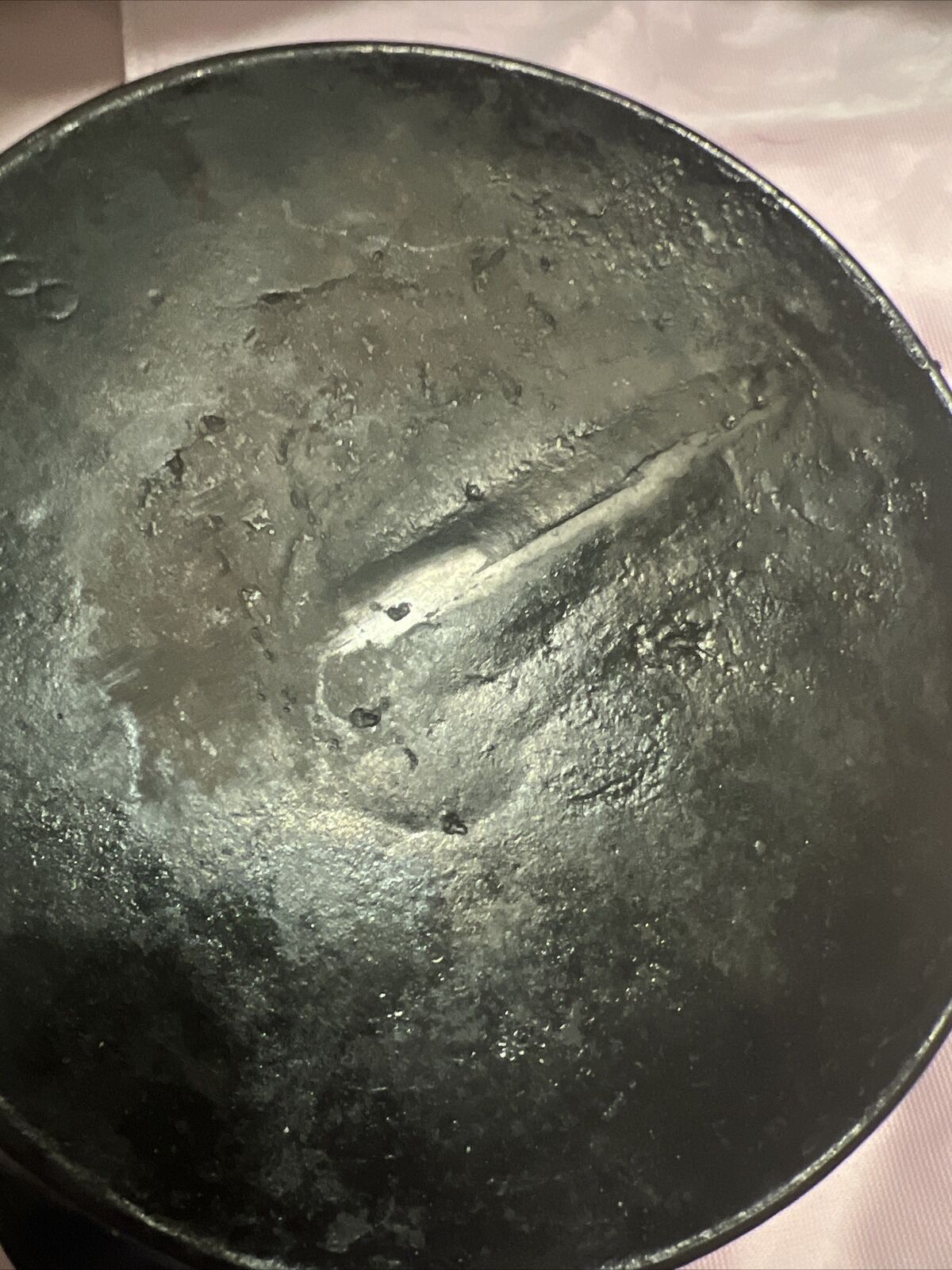 ANTIQUE 1800's #8 CAST IRON SKILLET GATE MARK Lightweight, Thin Walled 3.1 Lbs