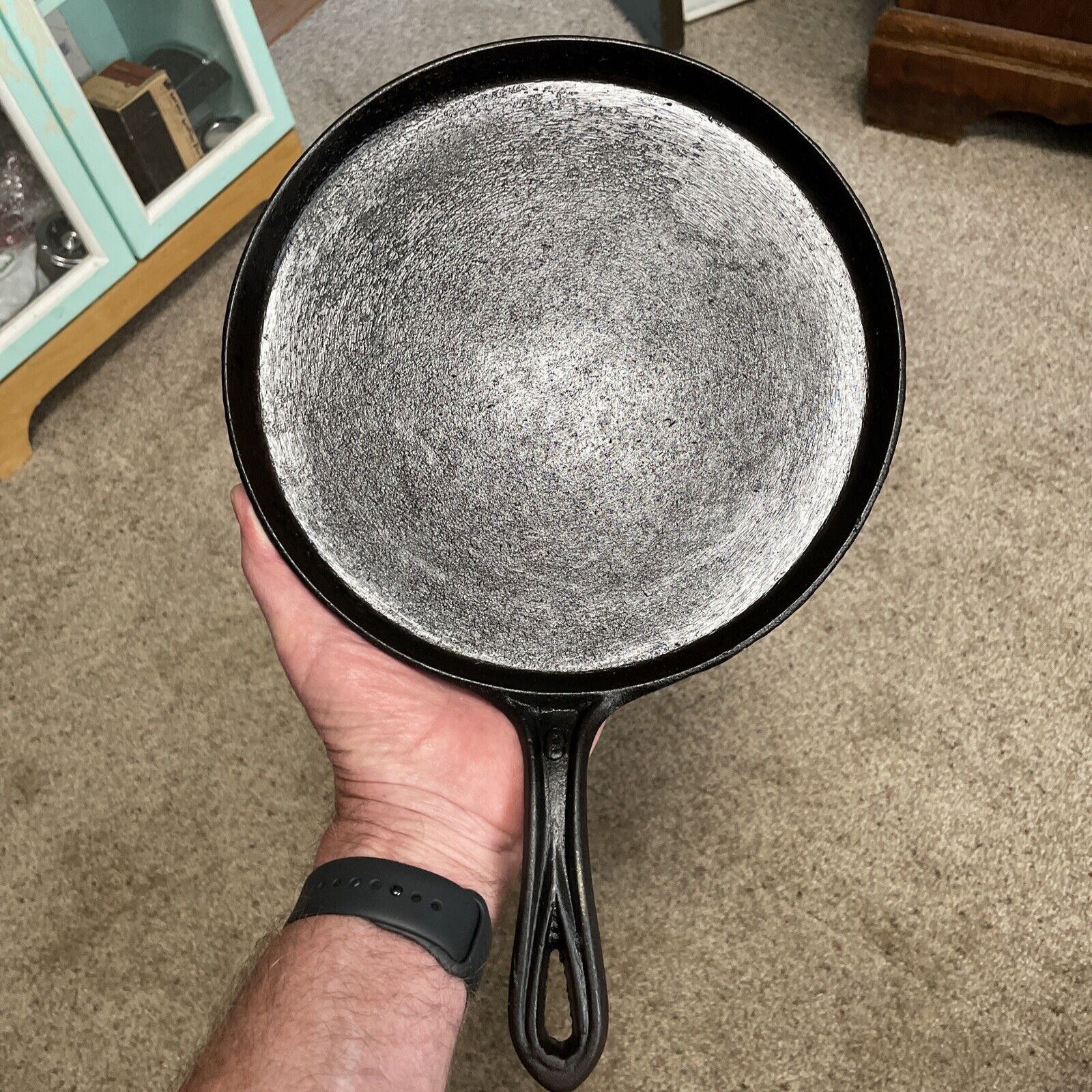Antique #8 Cast Iron 10" GRIDDLE ~ 1800s w/Heat Ring & Gate Mark Great Cond.
