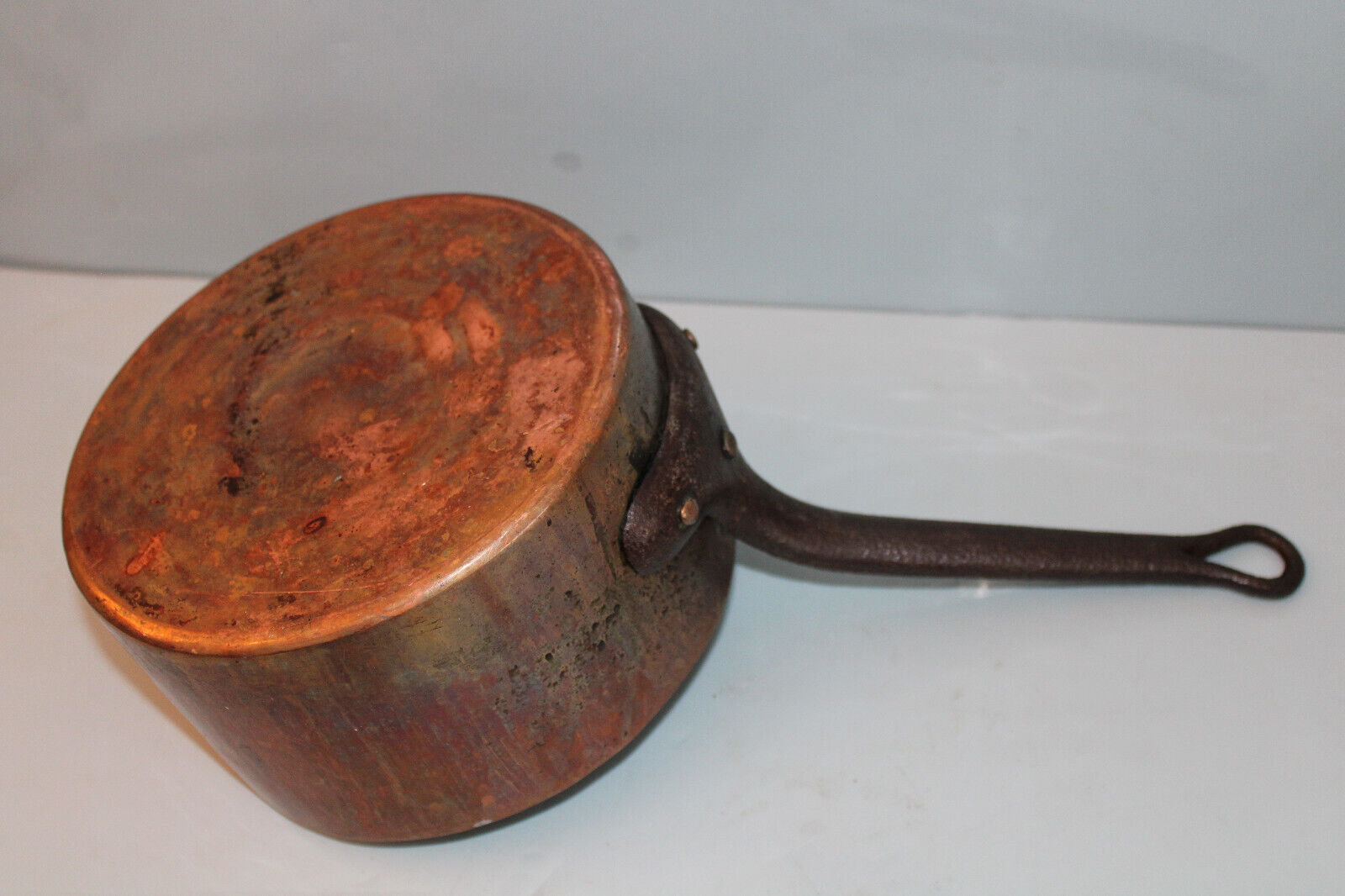 1800's English Copper and Brass Coal POT COOKWARE with HEAVEY DUTY HANDLE