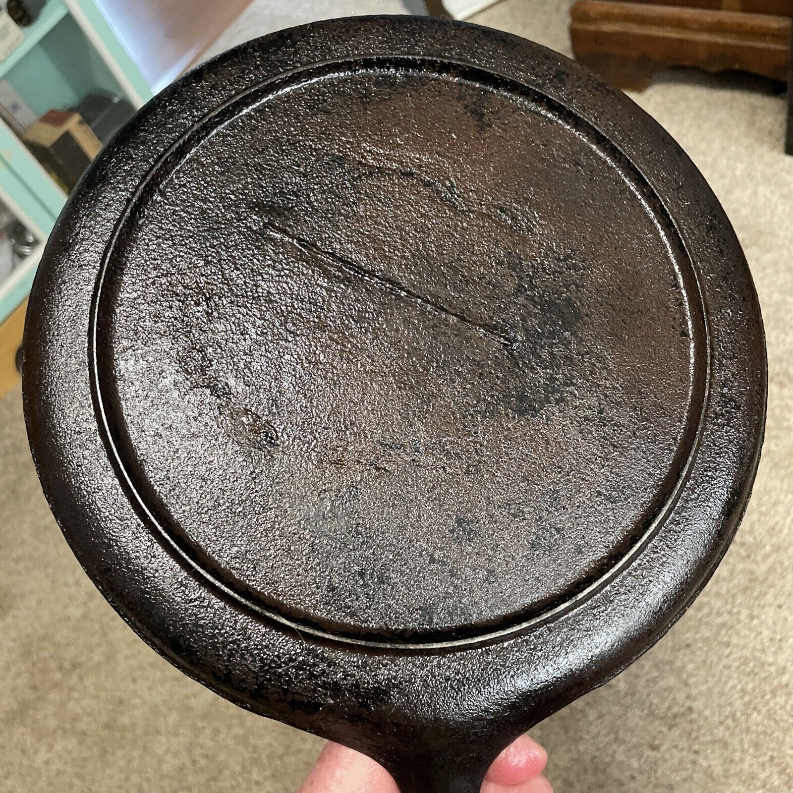 Antique #8 Cast Iron 10" GRIDDLE ~ 1800s w/Heat Ring & Gate Mark Great Cond.￼