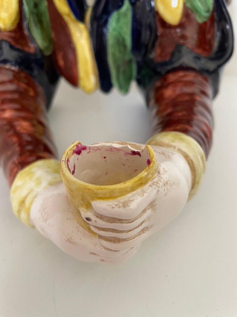 Glazed Ceramic Cherub Wall Candle Sconce Metropolitan Museum of Art Italy FLAW