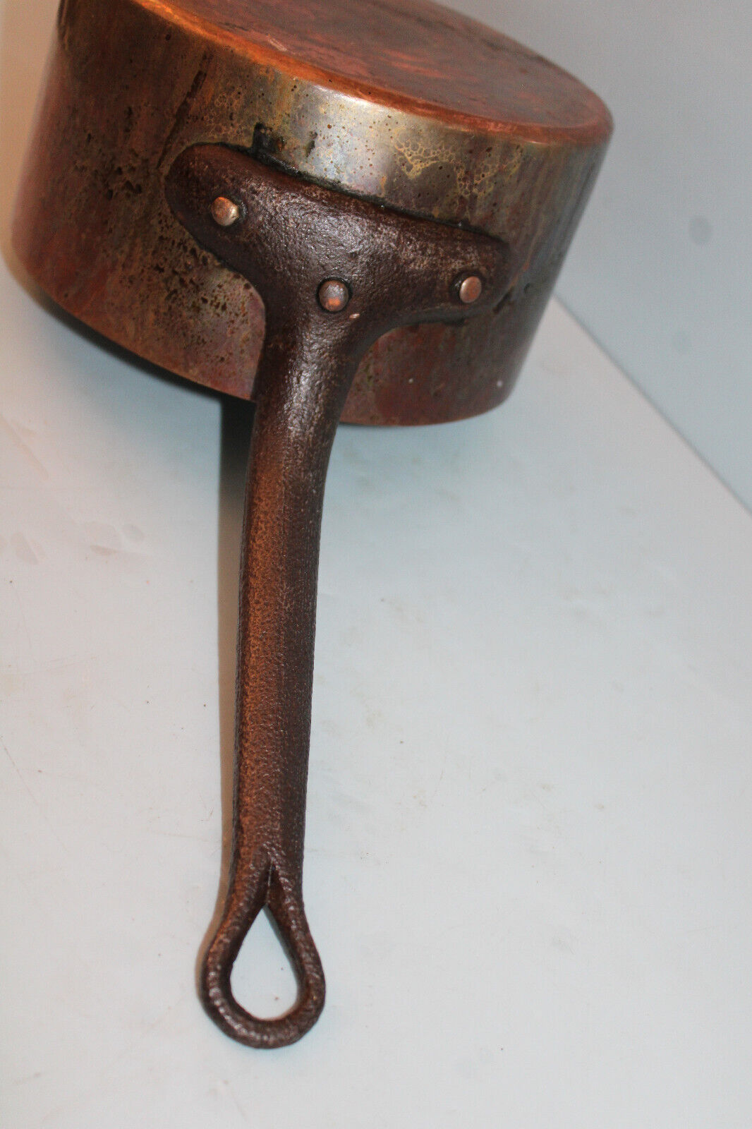 1800's English Copper and Brass Coal POT COOKWARE with HEAVEY DUTY HANDLE
