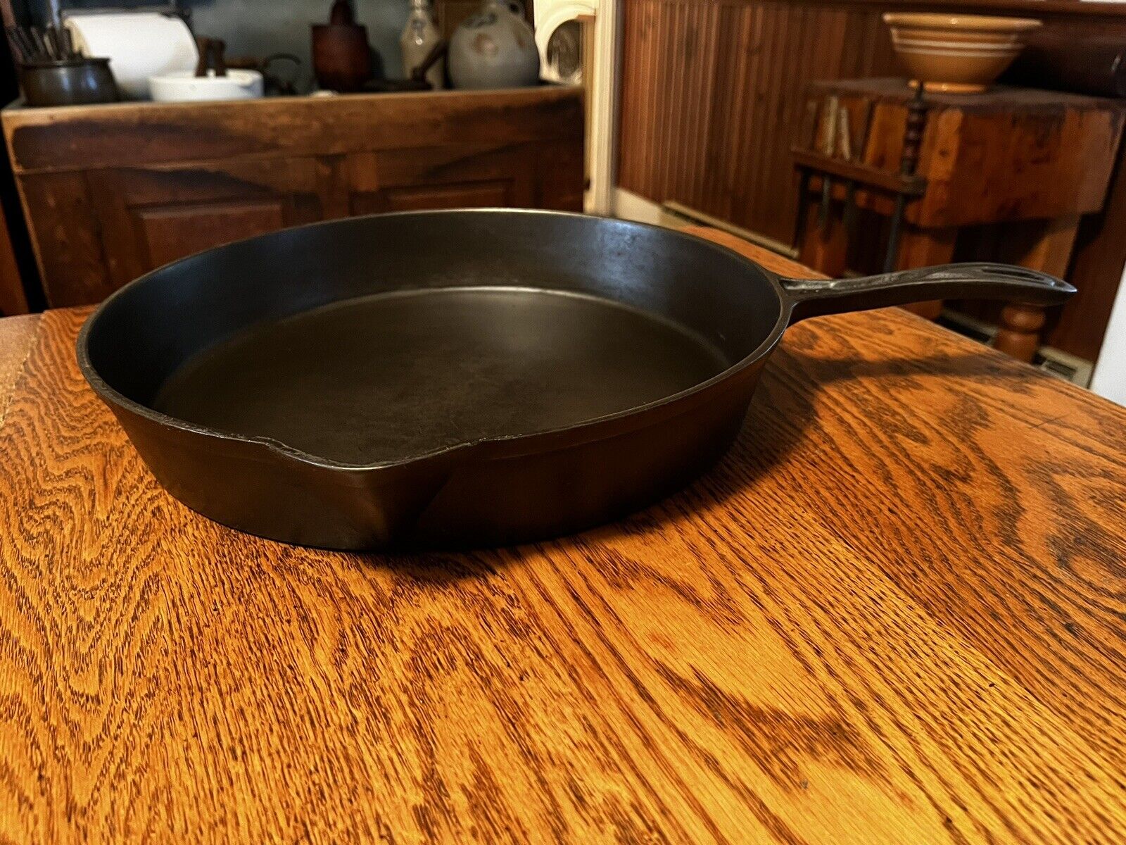 1800's Cast Iron Oversized No. 10 Skillet with Gate Mark, Nice!!