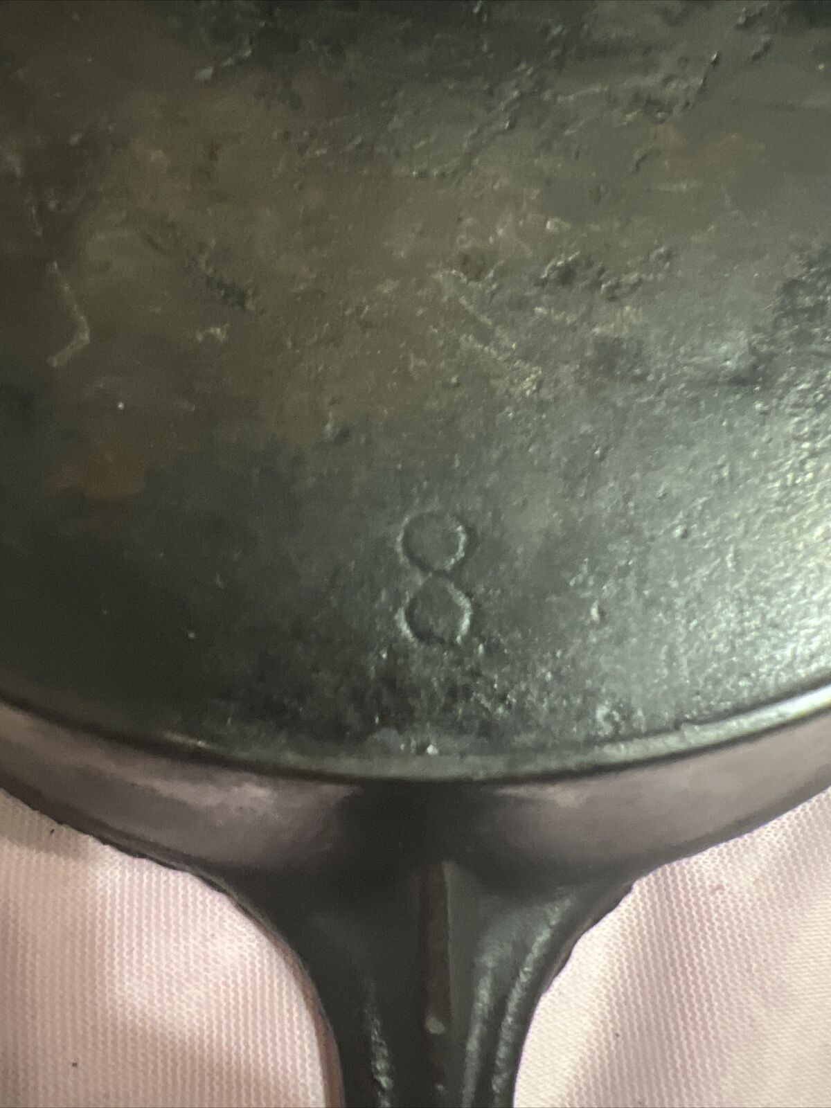 ANTIQUE 1800's #8 CAST IRON SKILLET GATE MARK Lightweight, Thin Walled 3.1 Lbs